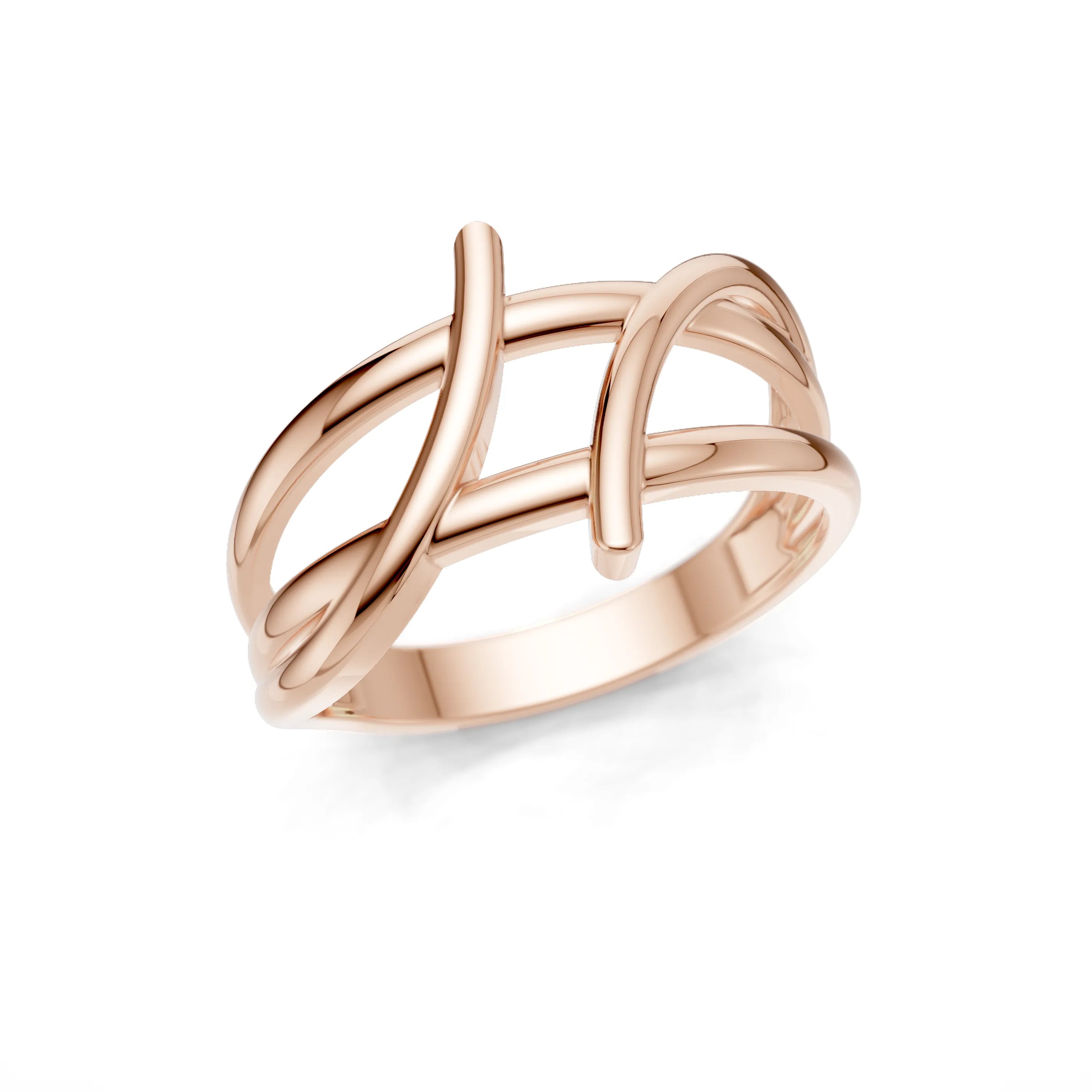 Pargold Solid Gold Elegant Infinity Wave Ring -Rose_Static_Rose