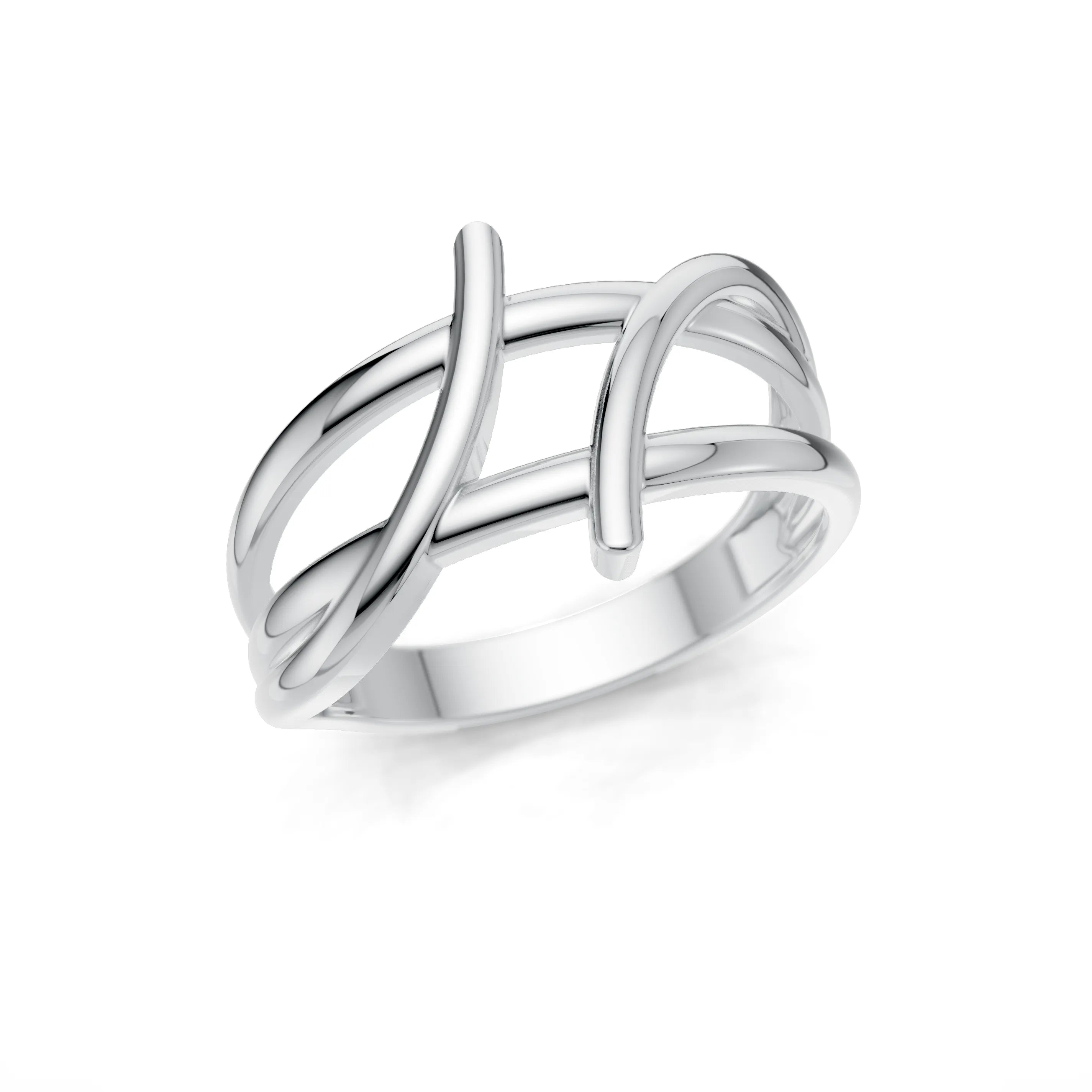 Pargold Solid Gold Elegant Infinity Wave Ring -Silver_Static_Silver