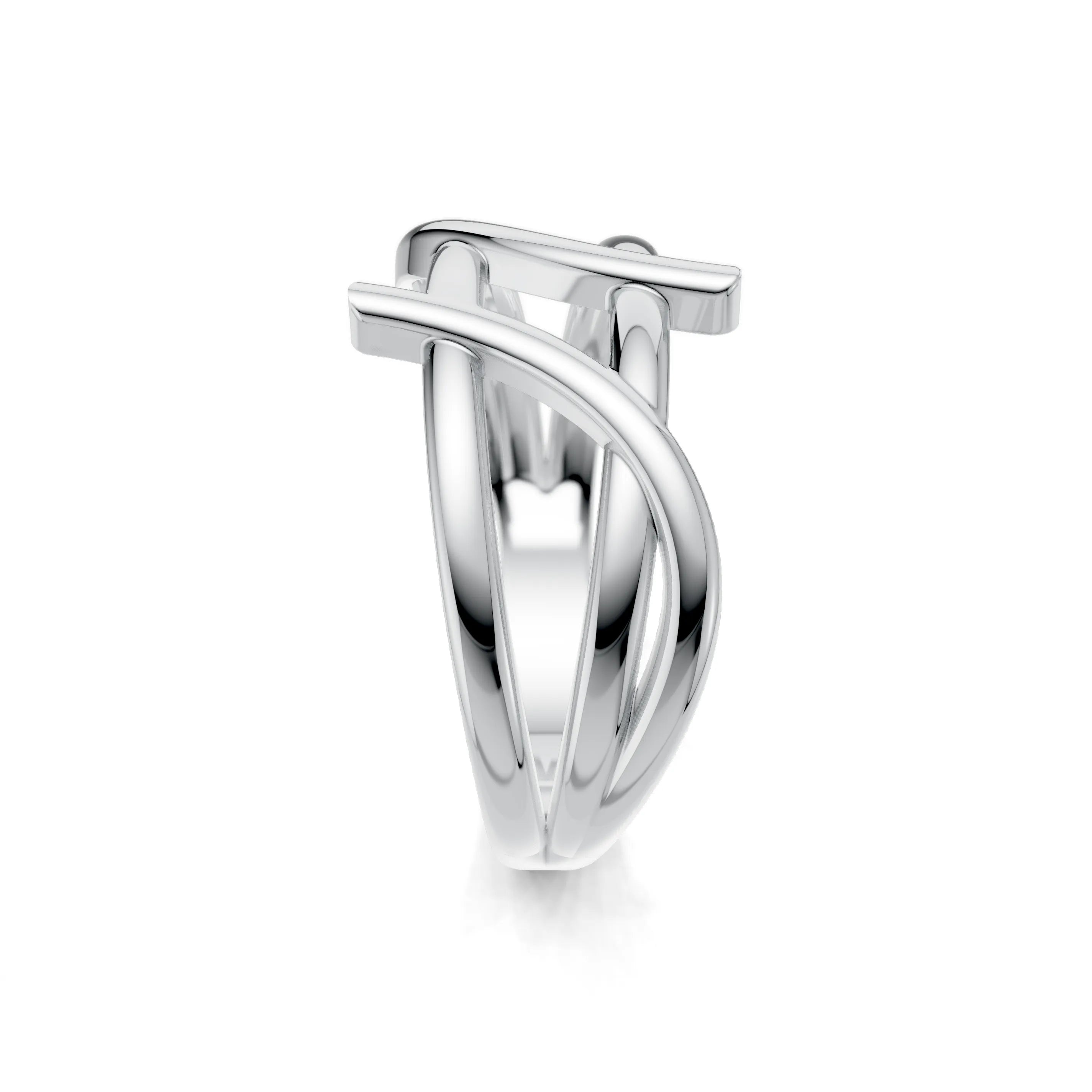 Pargold Solid Gold Elegant Infinity Wave Ring -Silver_Static_Silver