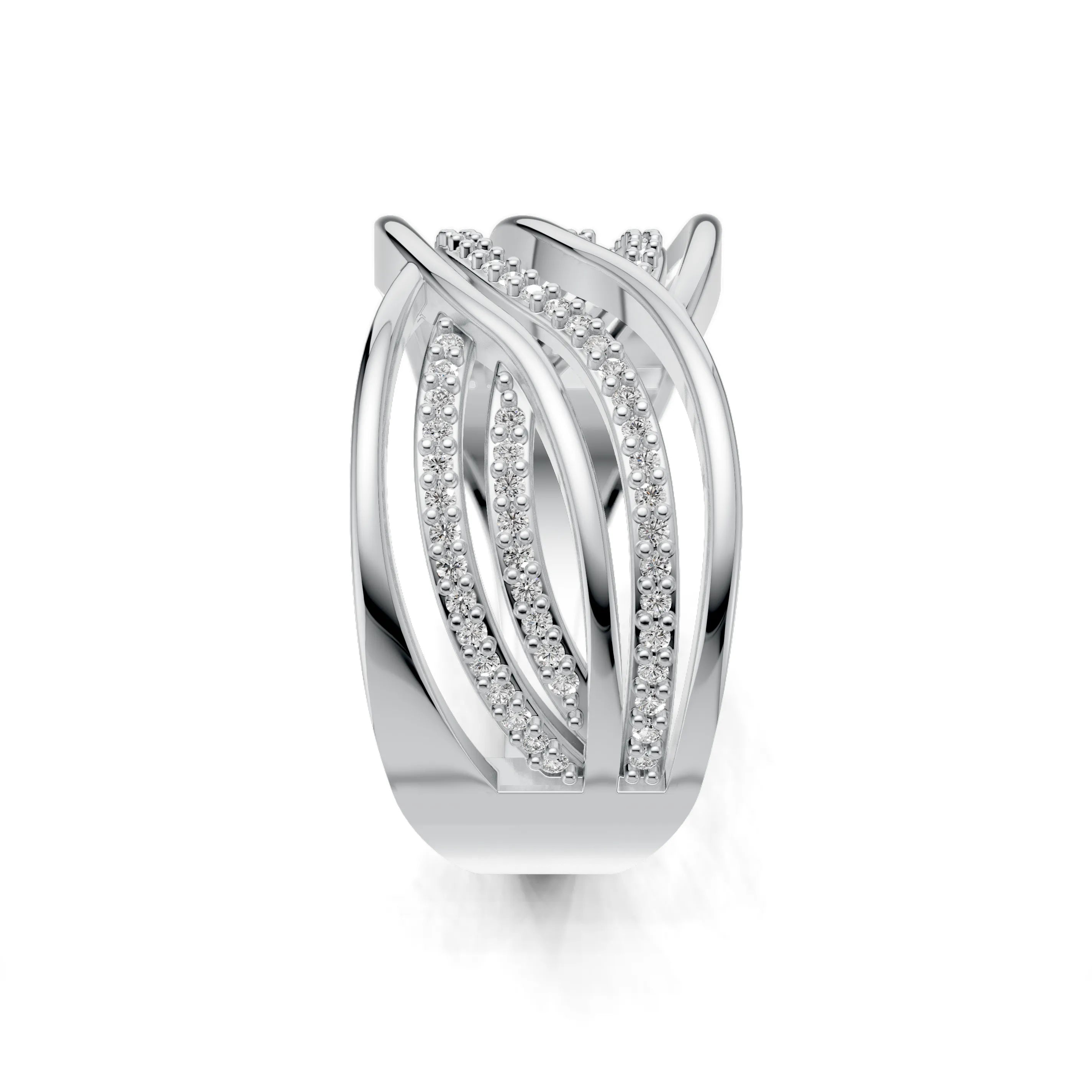 Pargold Solid Gold Glittering Interlace Harmony Ring -Silver_Diamond_Diamond_Static_Silver