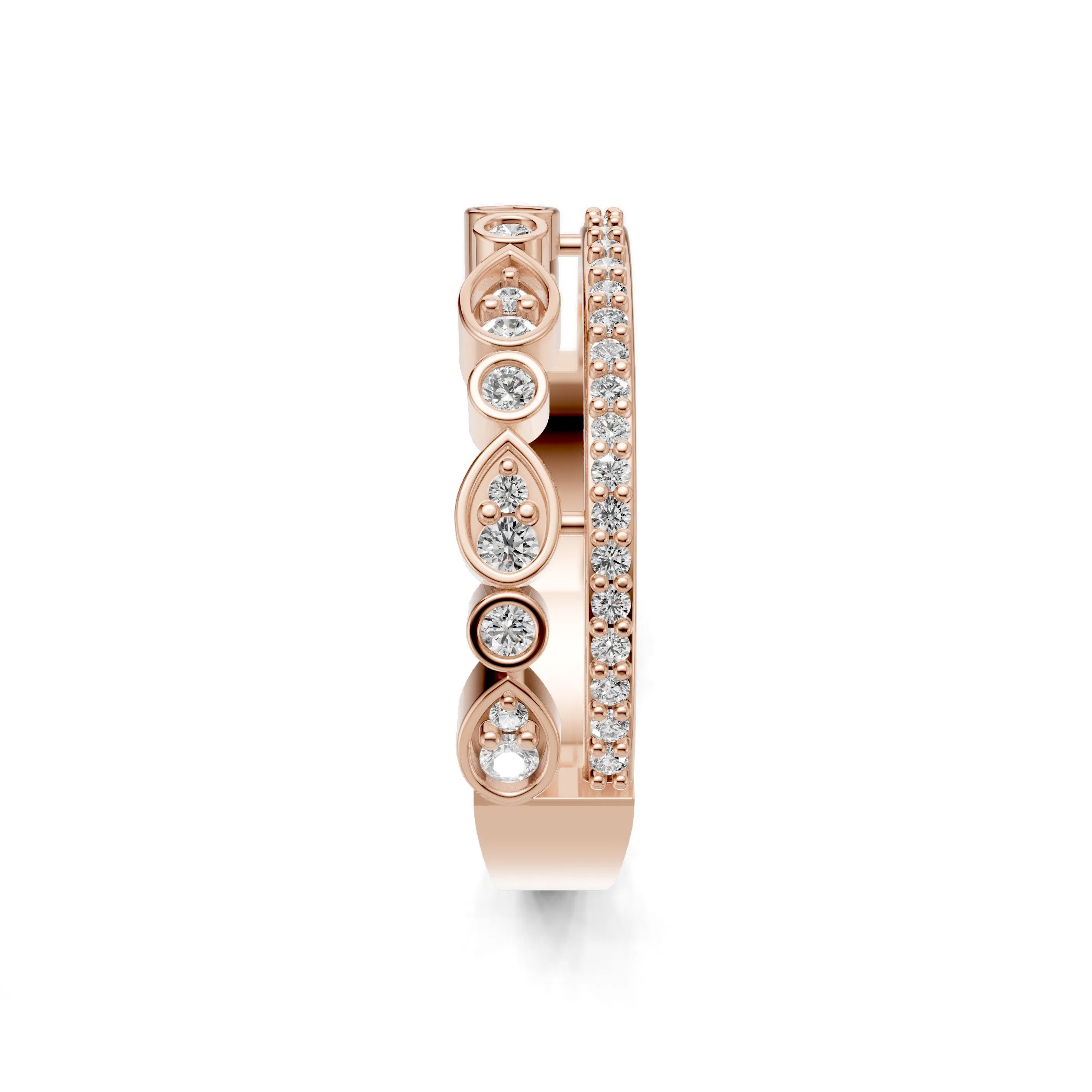 Pargold Solid Gold Ascendant Sparkle Cocktail Ring -Rose_Diamond_Diamond_Static_Rose