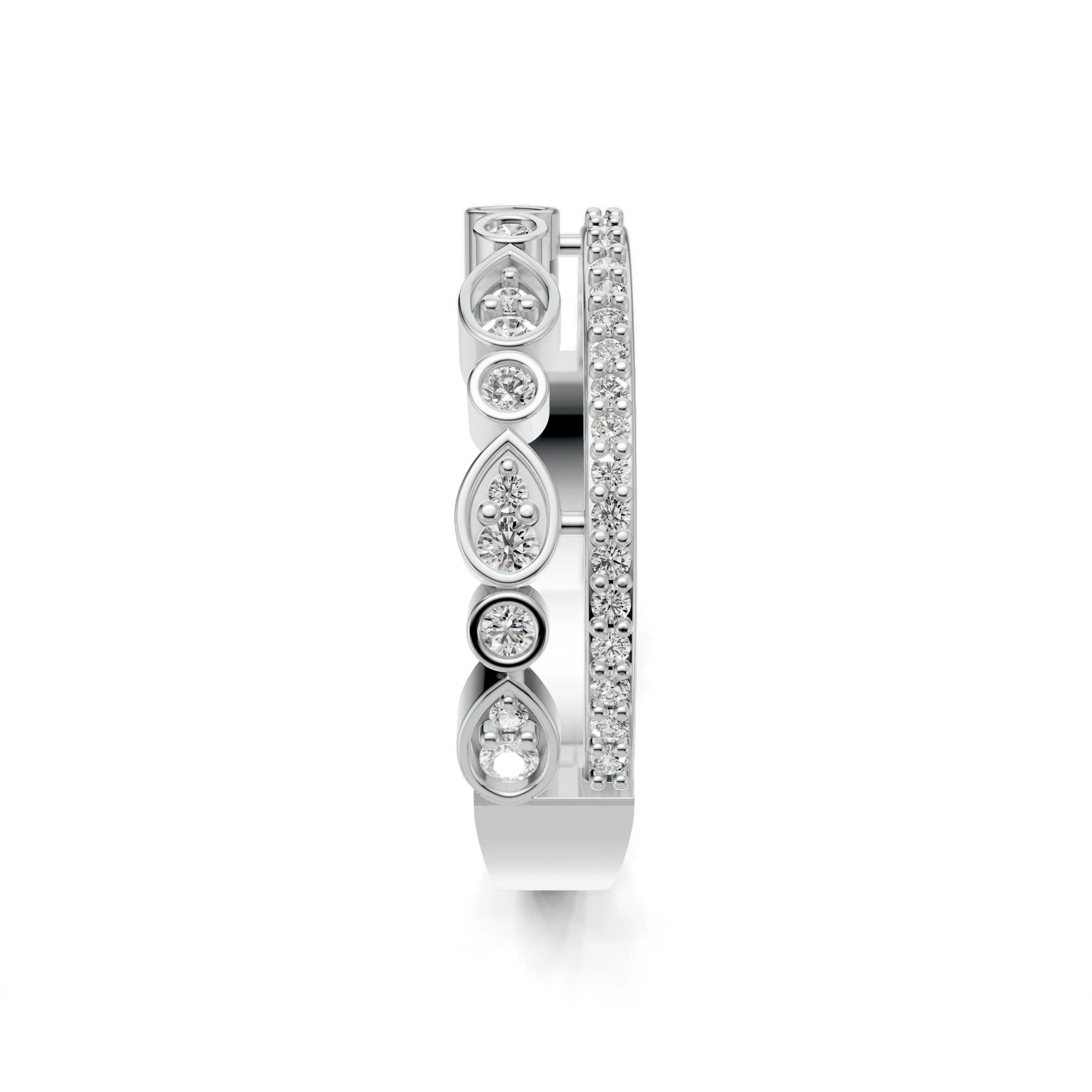 Pargold Solid Gold Ascendant Sparkle Cocktail Ring -Silver_Diamond_Diamond_Static_Silver