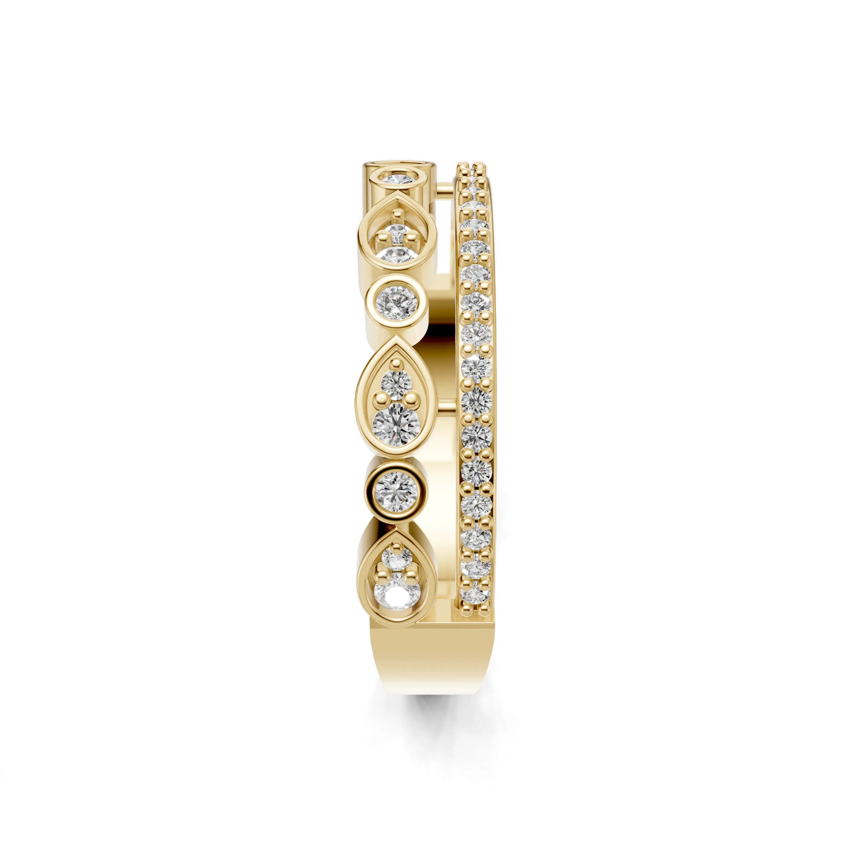 Pargold Solid Gold Ascendant Sparkle Cocktail Ring -Gold_Diamond_Diamond_Static_Gold