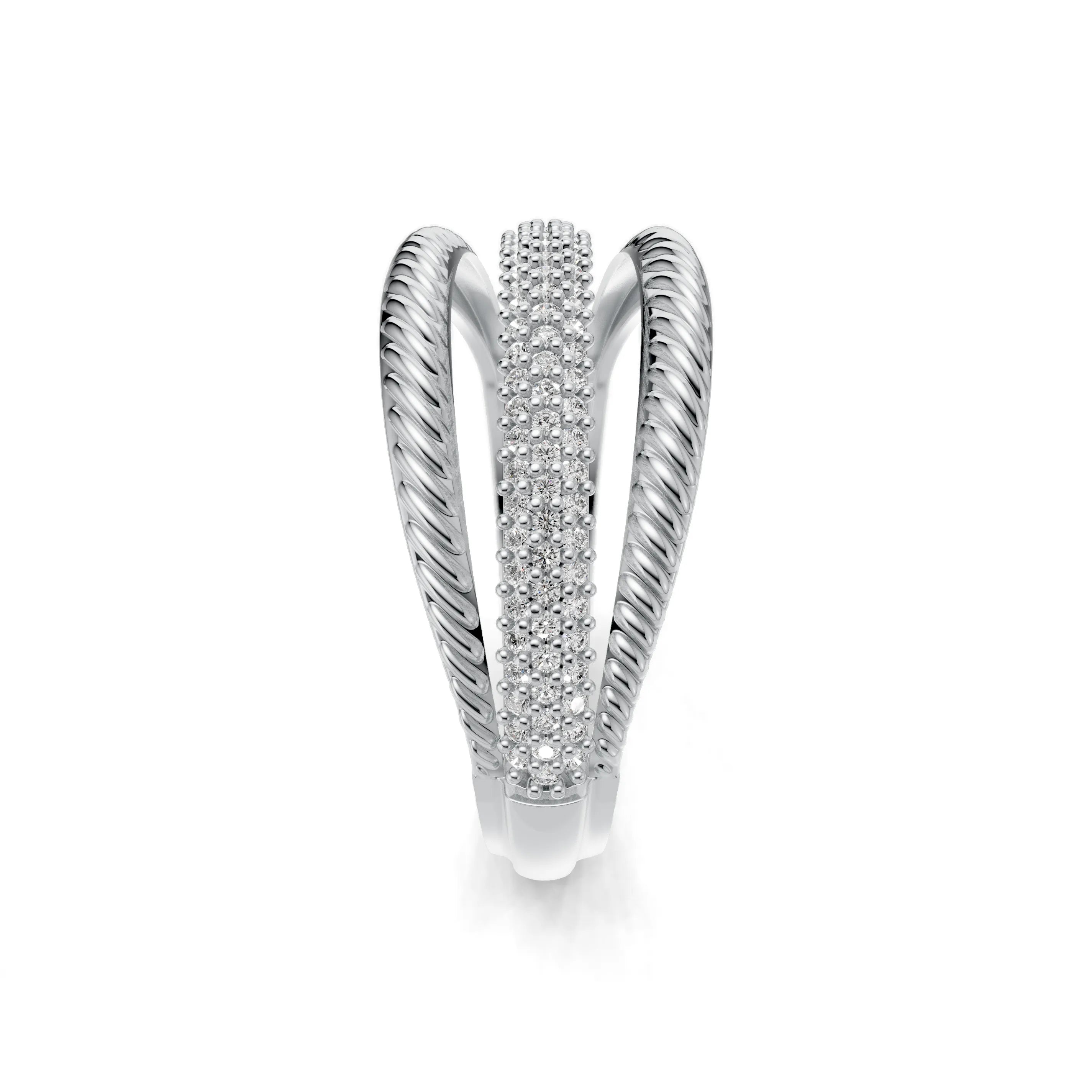 Pargold Solid Gold Twisted Helix Swirl Band -Silver_Diamond_Diamond_Static_Silver