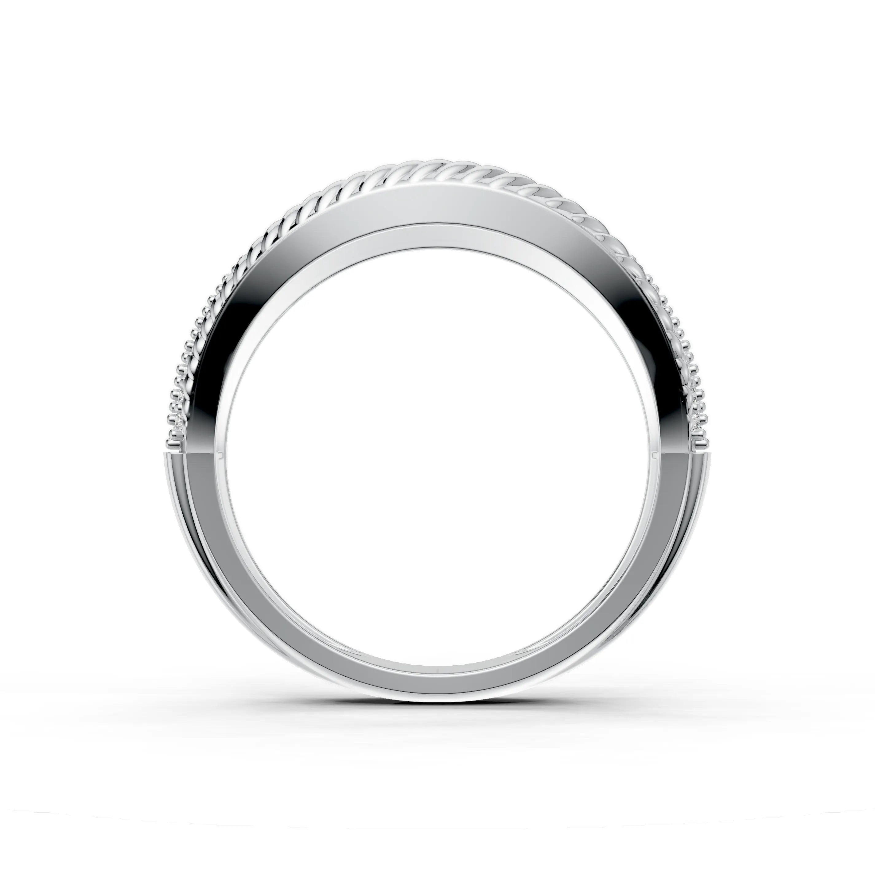 Pargold Solid Gold Twisted Helix Swirl Band -Silver_Diamond_Diamond_Static_Silver