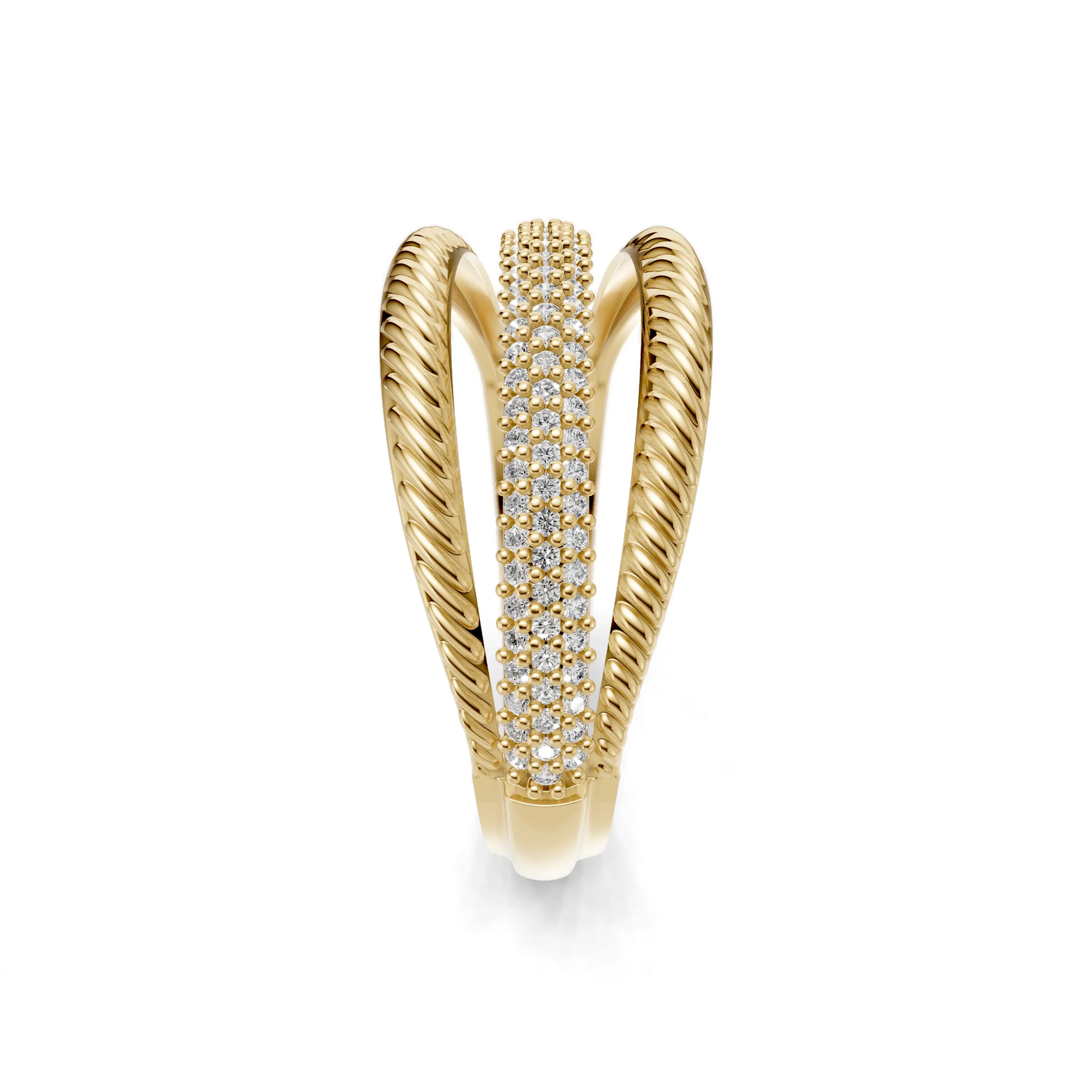 Pargold Solid Gold Twisted Helix Swirl Band -Gold_Diamond_Diamond_Static_Gold