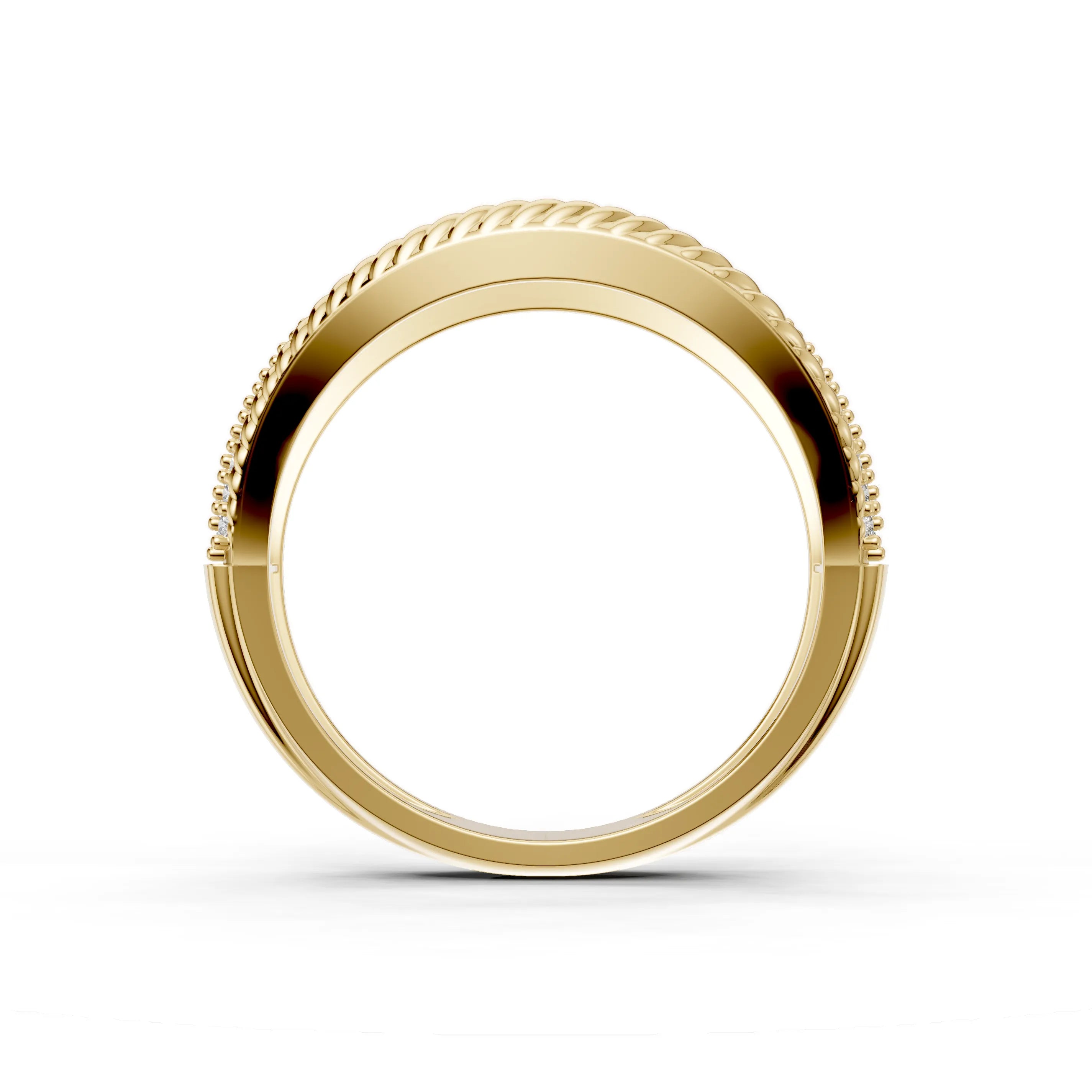 Pargold Solid Gold Twisted Helix Swirl Band -Gold_Diamond_Diamond_Static_Gold