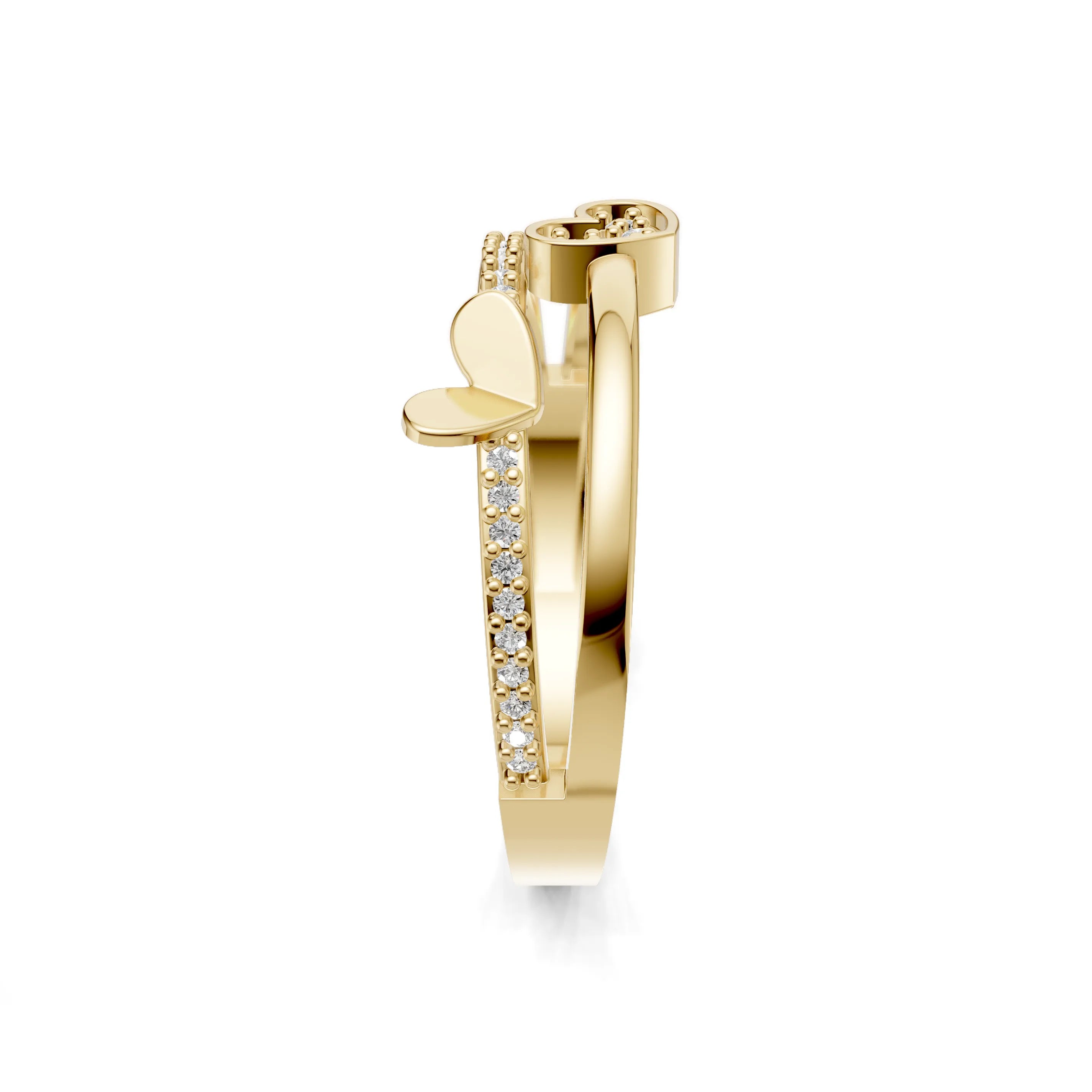 Pargold Solid Gold Love's Embrace Jewel Heart Ring -Gold_Diamond_Diamond_Static_Gold