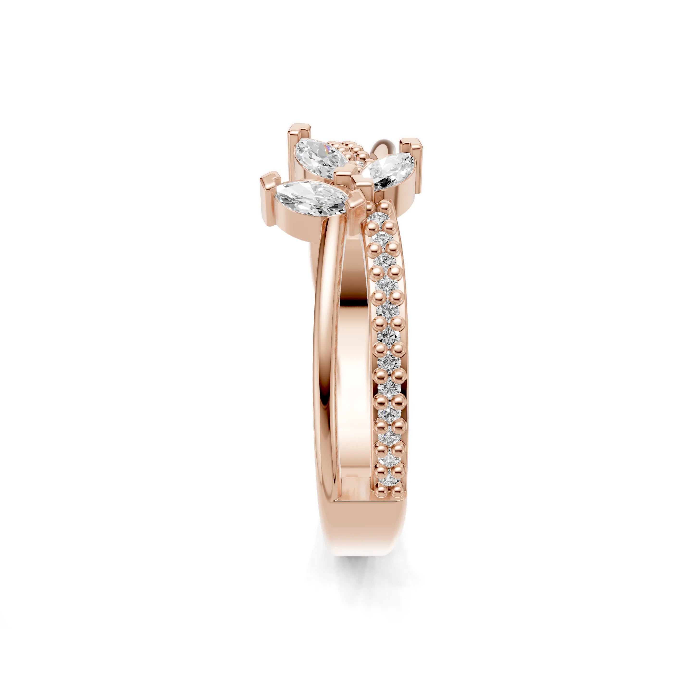 Pargold Solid Gold Marquise Blossom Spark Band -Rose_Diamond_Diamond_Static_Rose