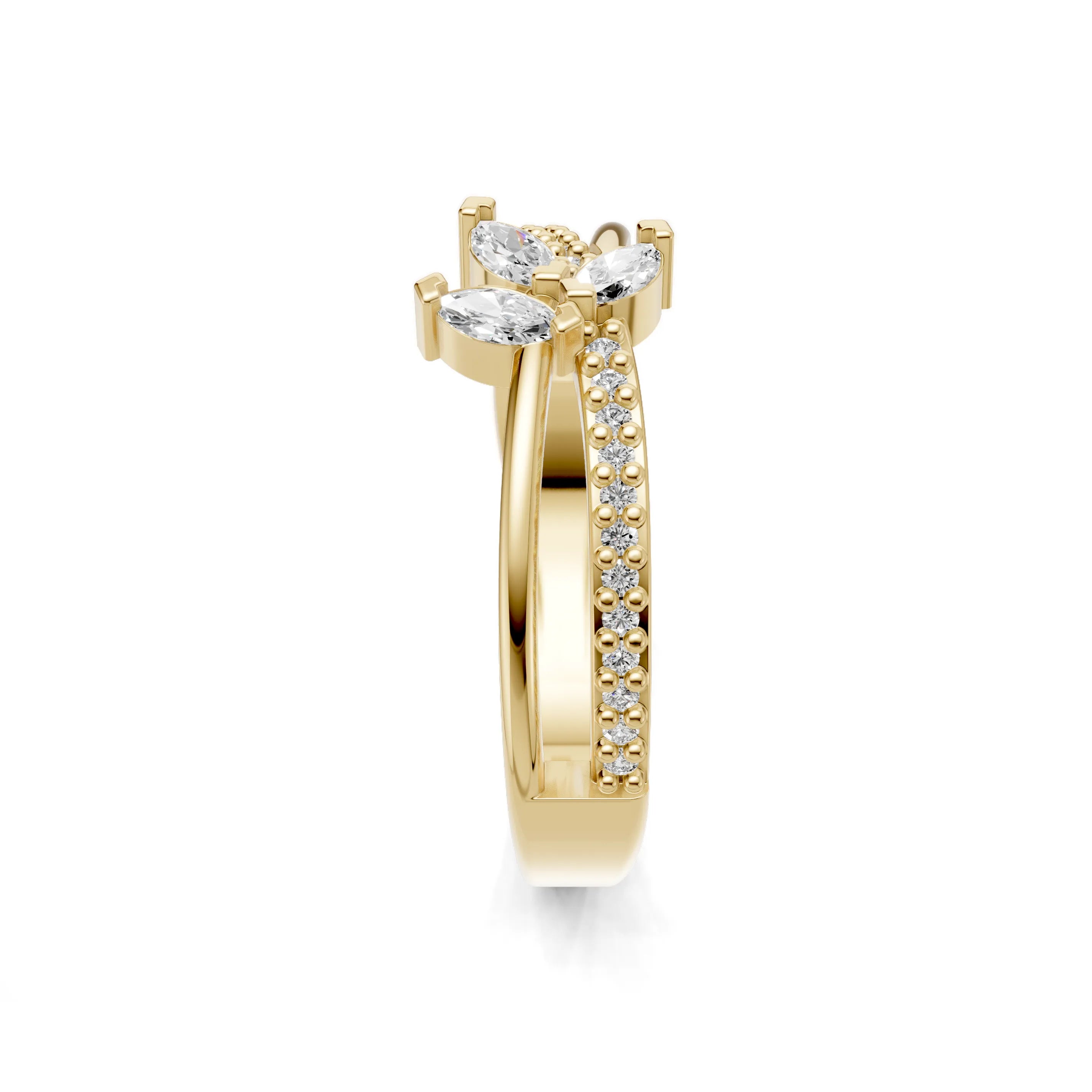 Pargold Solid Gold Marquise Blossom Spark Band -Gold_Diamond_Diamond_Static_Gold