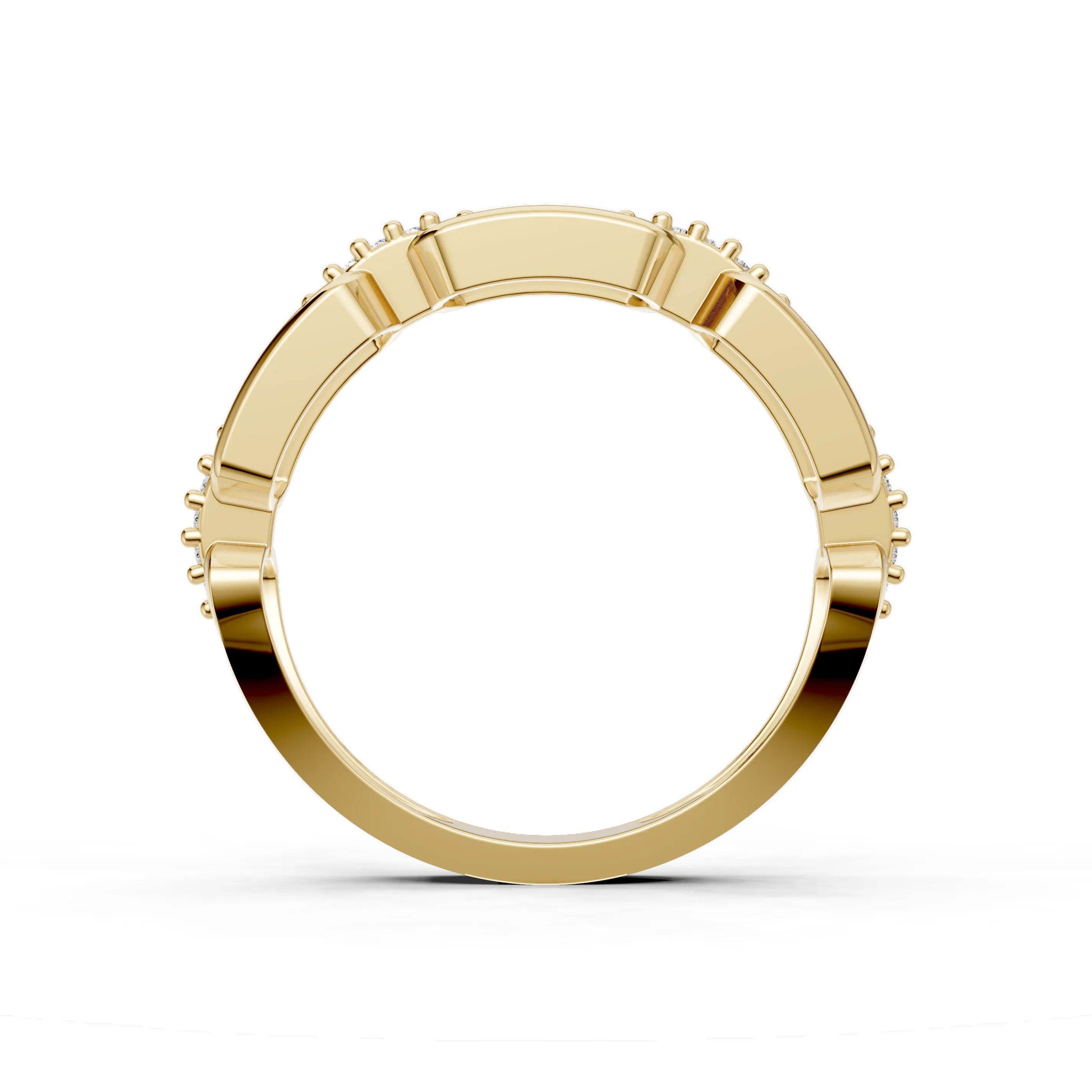 Pargold Solid Gold Modernist Spark Link Ring -Gold_Diamond_Diamond_Static_Gold