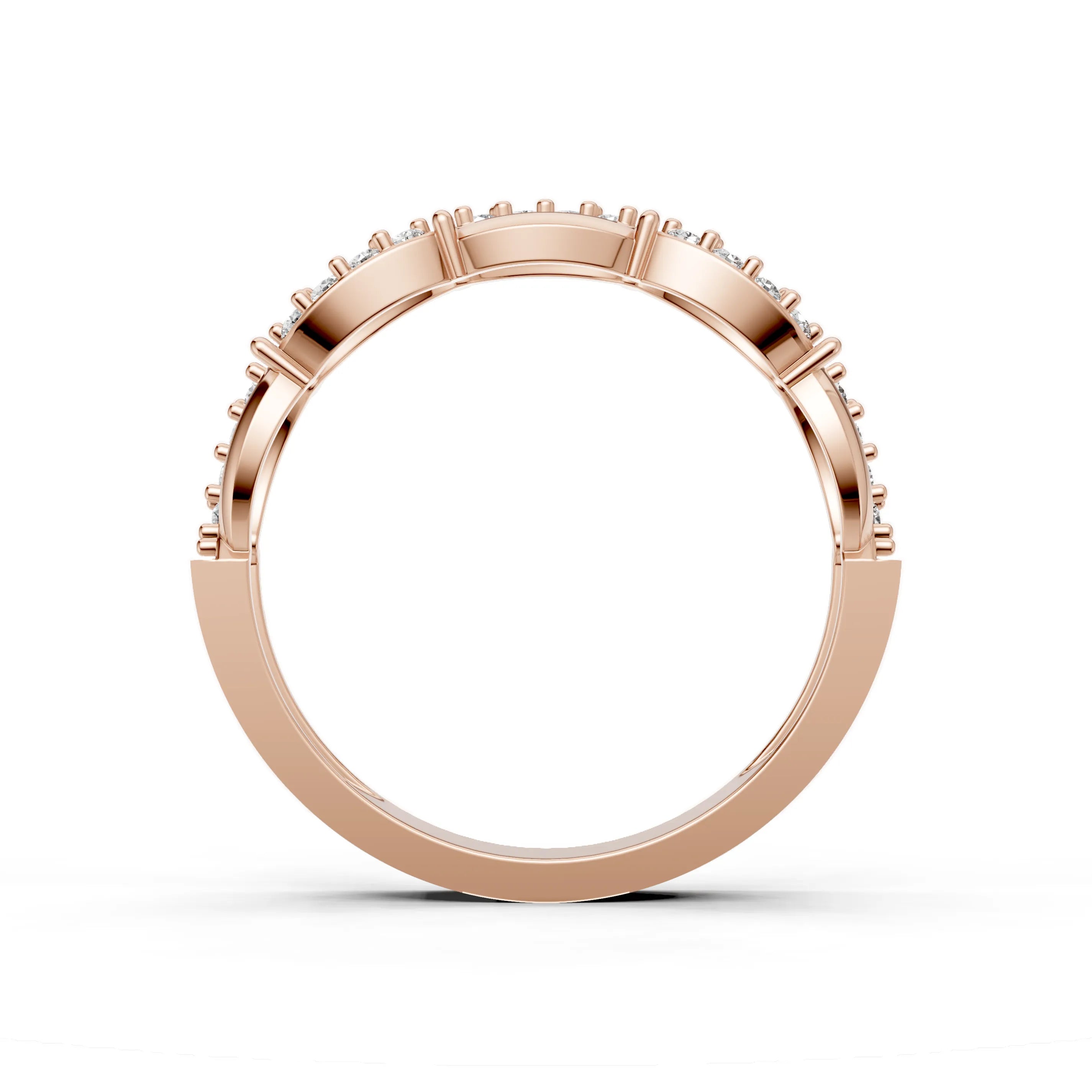 Pargold Solid Gold Elliptic Elegance Sequence Ring -Rose_Diamond_Diamond_Static_Rose