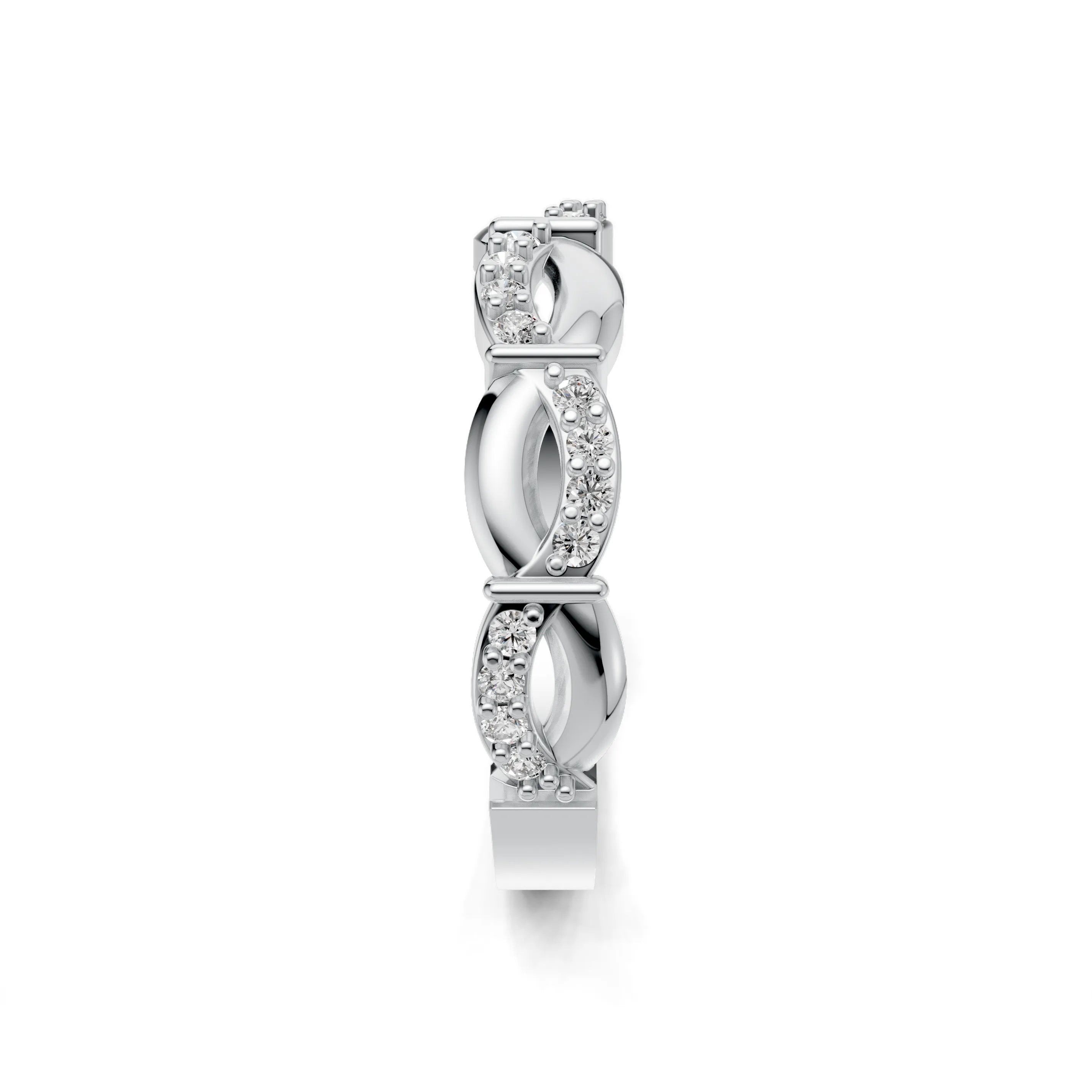 Pargold Solid Gold Elliptic Elegance Sequence Ring -Silver_Diamond_Diamond_Static_Silver