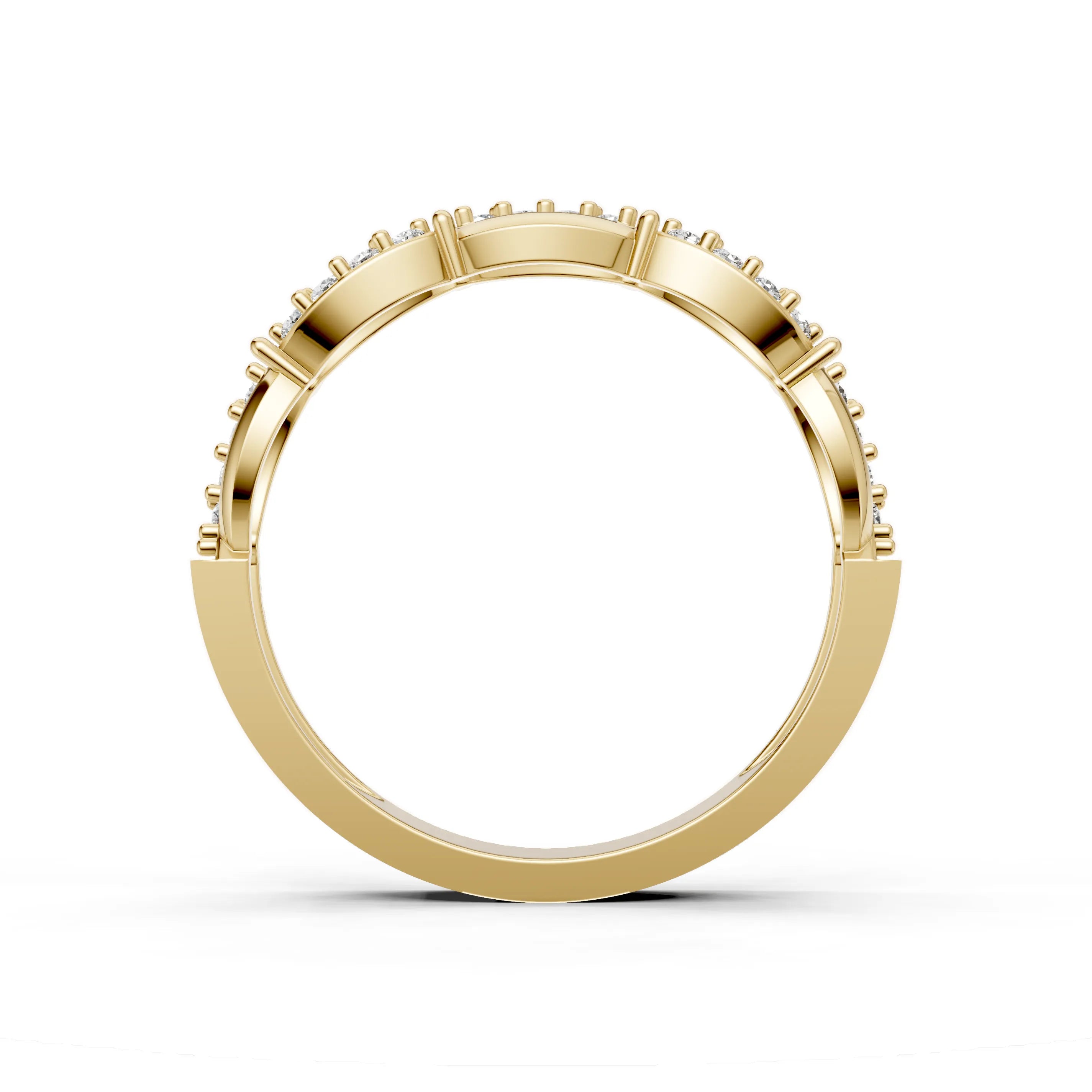 Pargold Solid Gold Elliptic Elegance Sequence Ring -Gold_Diamond_Diamond_Static_Gold