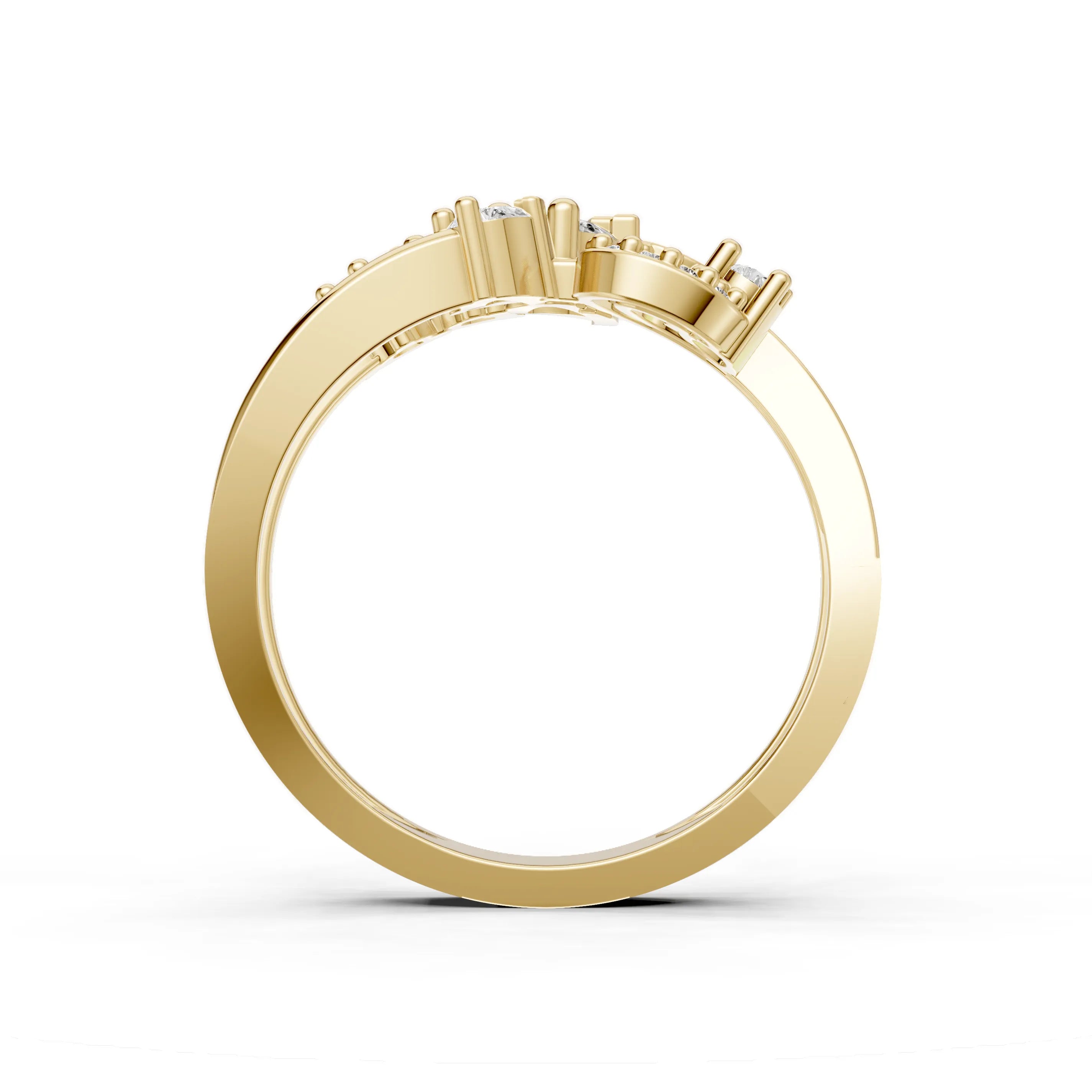 Pargold Solid Gold Marquise Cascade Focal Engagement Ring -Gold_Diamond_Diamond_Static_Gold