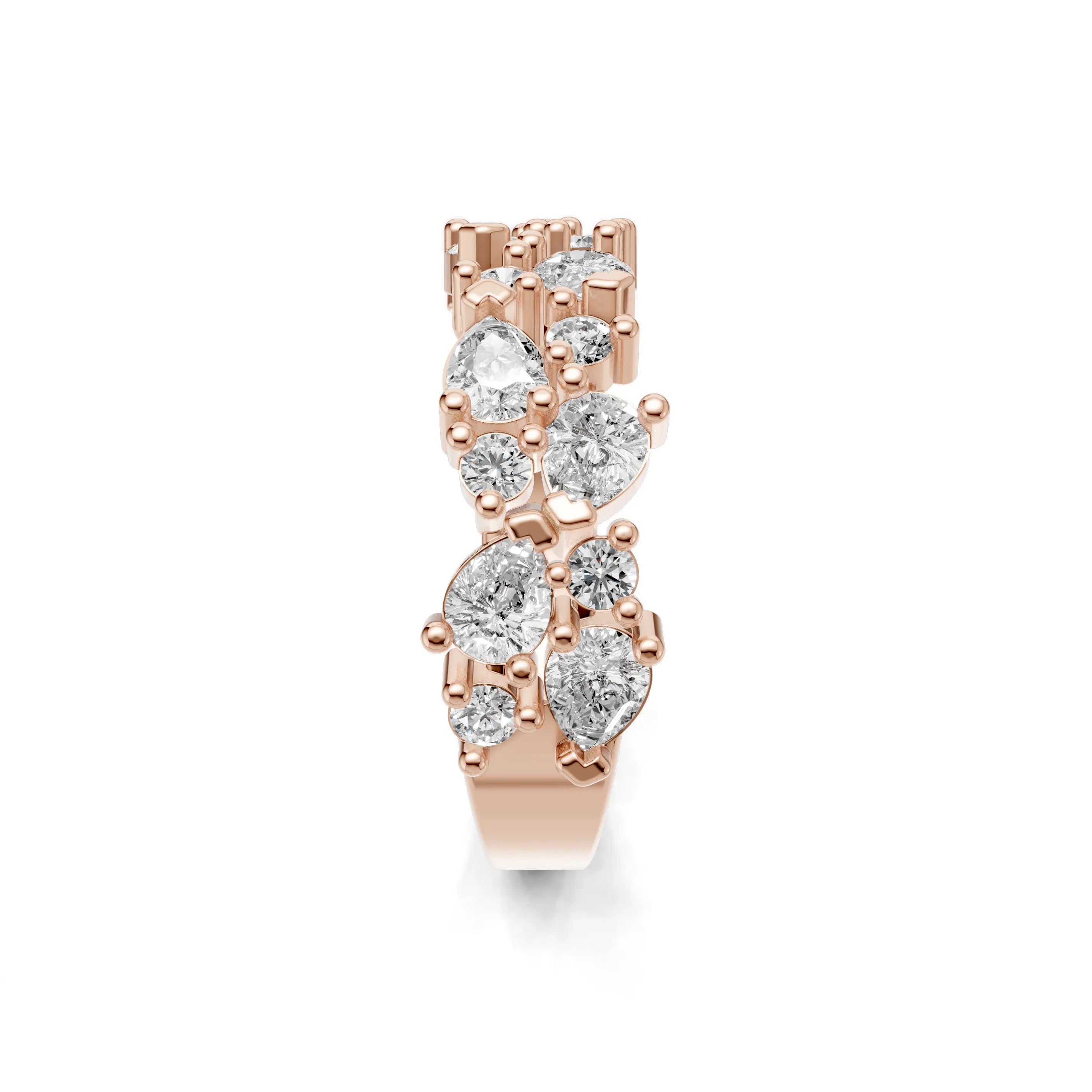 Pargold Solid Gold Marquise Mingle Eternity Statement Ring -Rose_Diamond_Diamond_Static_Rose