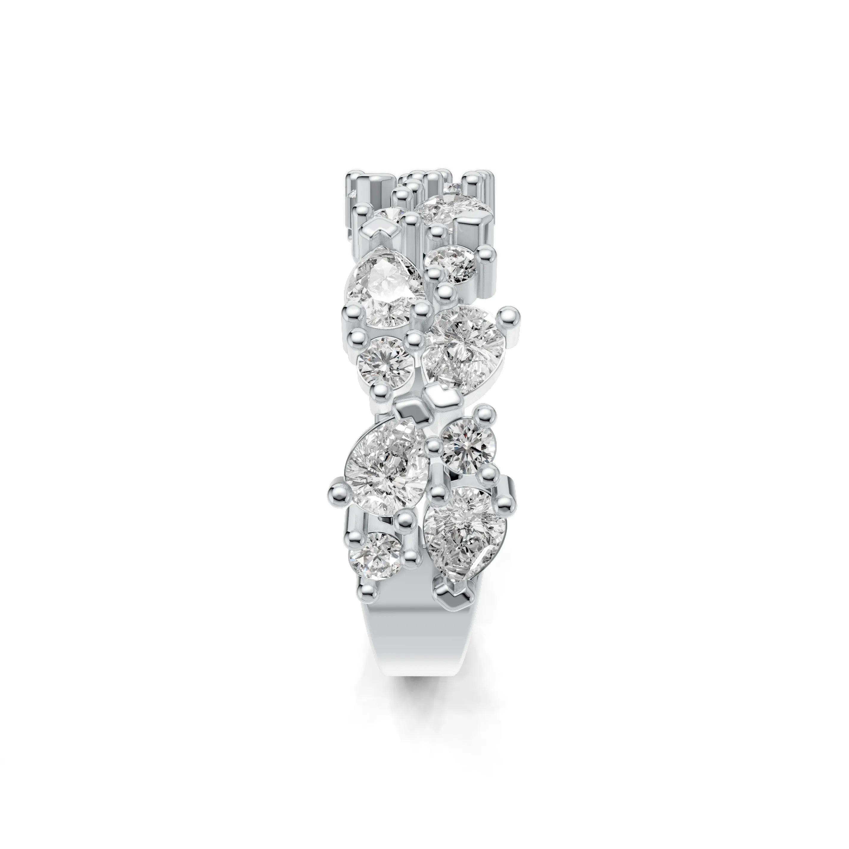 Pargold Solid Gold Marquise Mingle Eternity Statement Ring -Silver_Diamond_Diamond_Static_Silver