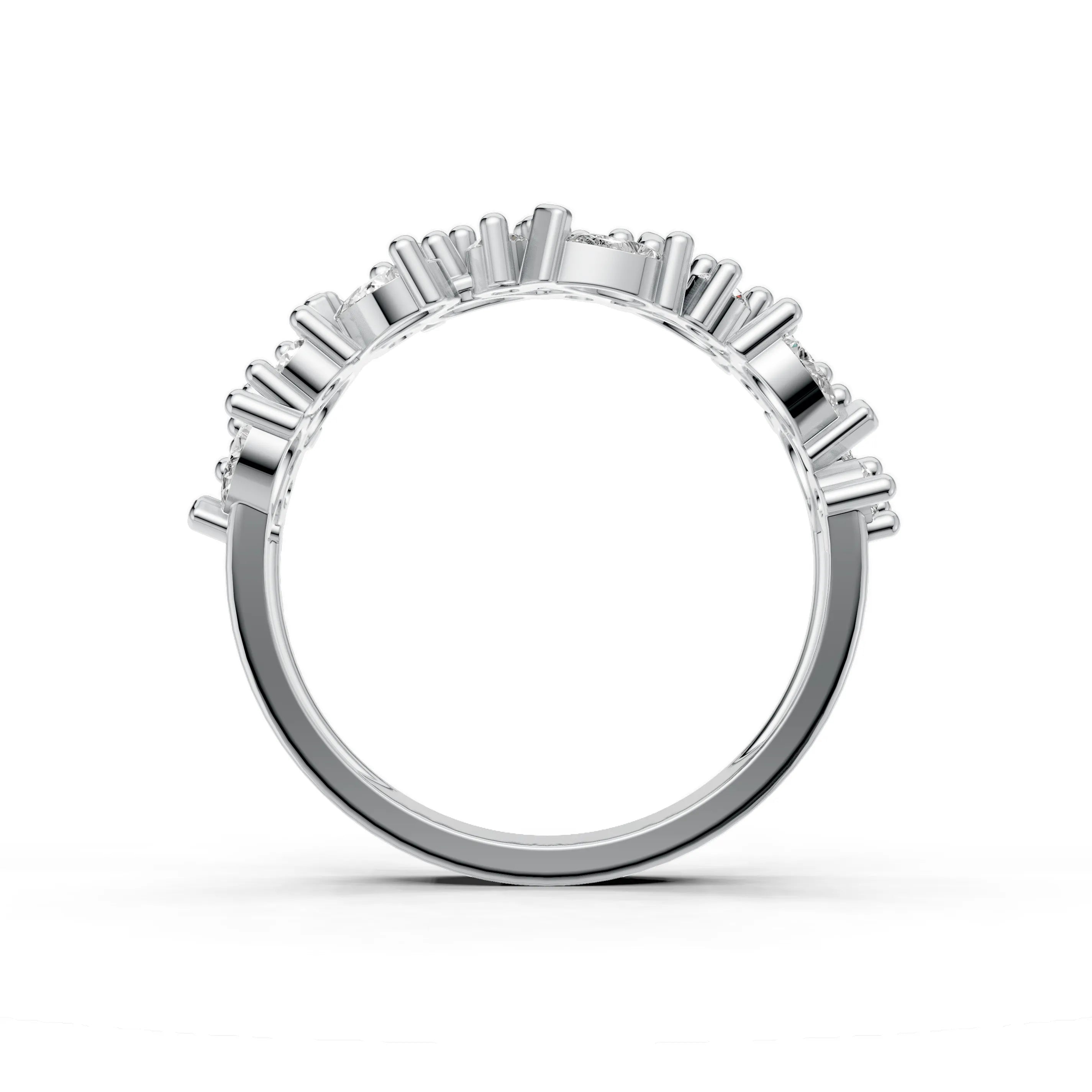 Pargold Solid Gold Marquise Mingle Eternity Statement Ring -Silver_Diamond_Diamond_Static_Silver