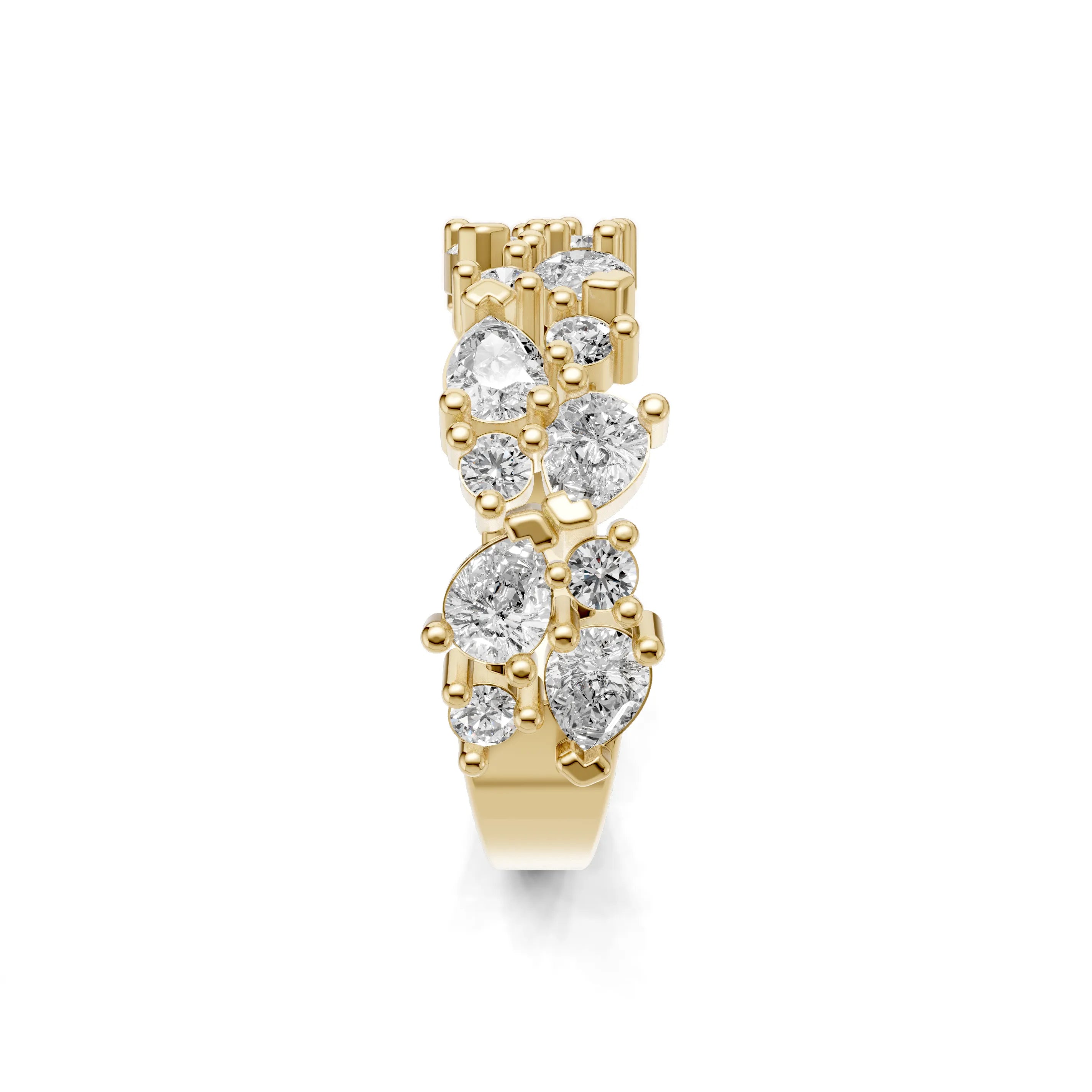 Pargold Solid Gold Marquise Mingle Eternity Statement Ring -Gold_Diamond_Diamond_Static_Gold