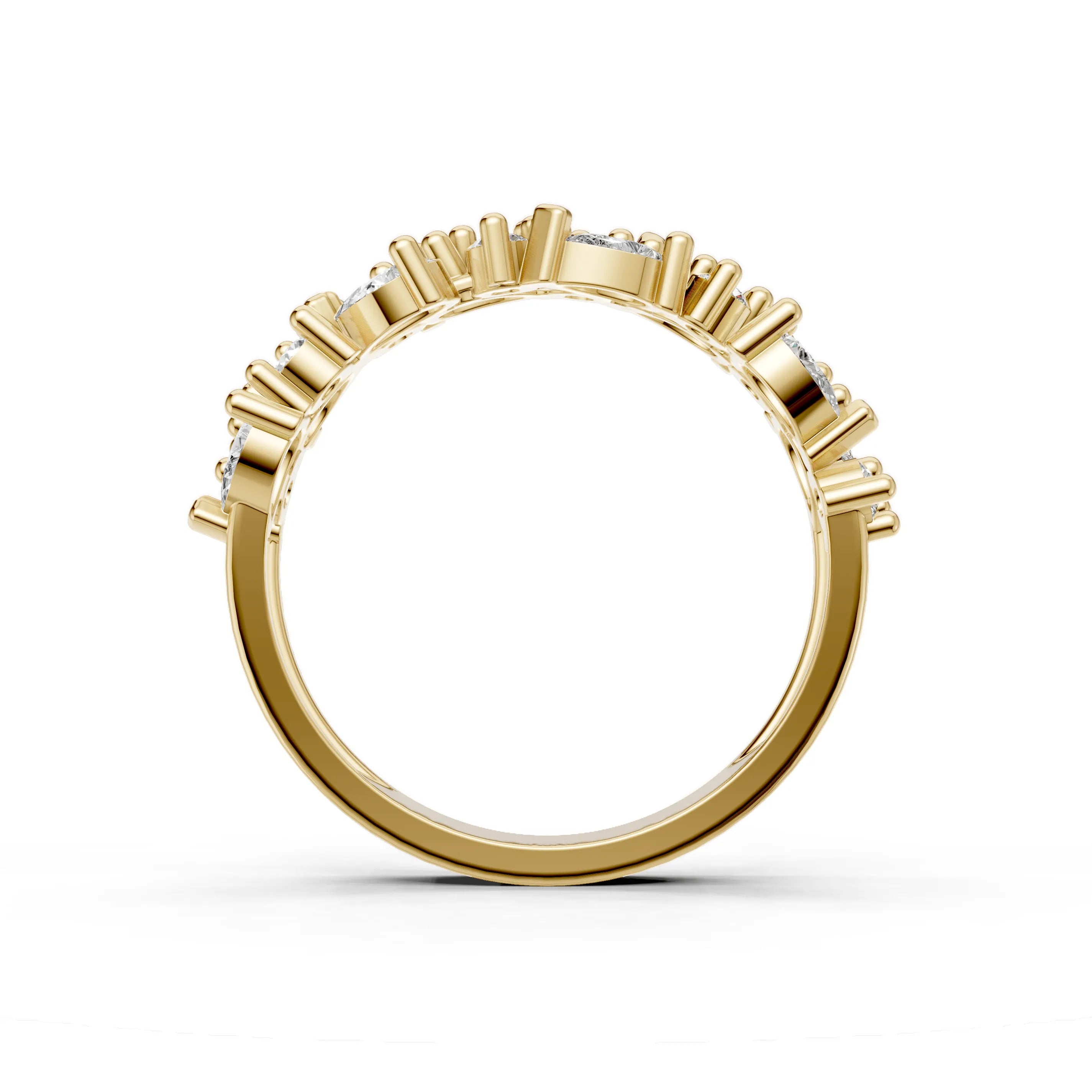 Pargold Solid Gold Marquise Mingle Eternity Statement Ring -Gold_Diamond_Diamond_Static_Gold