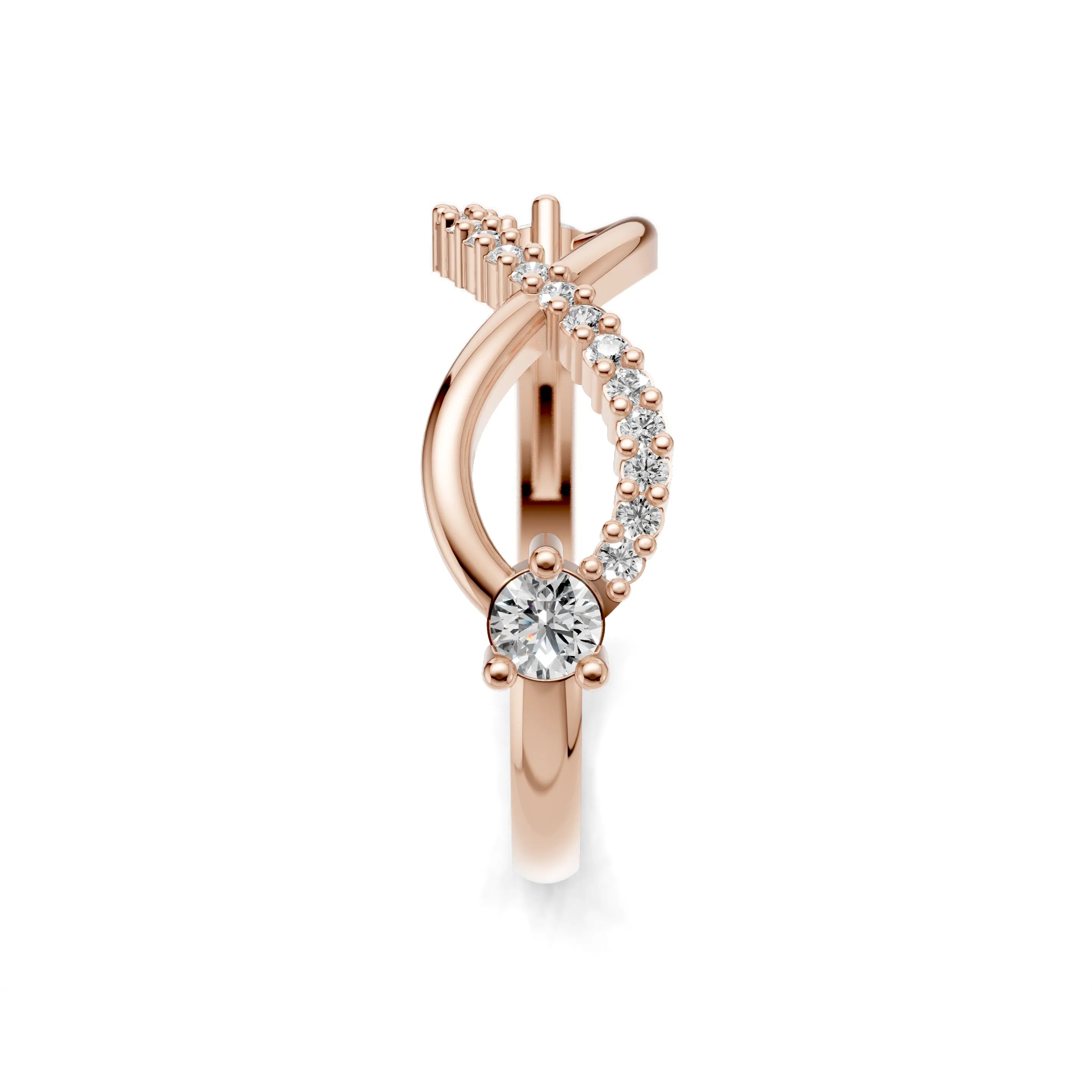 Pargold Solid Gold Solitaire Infinity Swirl Pav√© Ring -Rose_Diamond_Diamond_Static_Rose