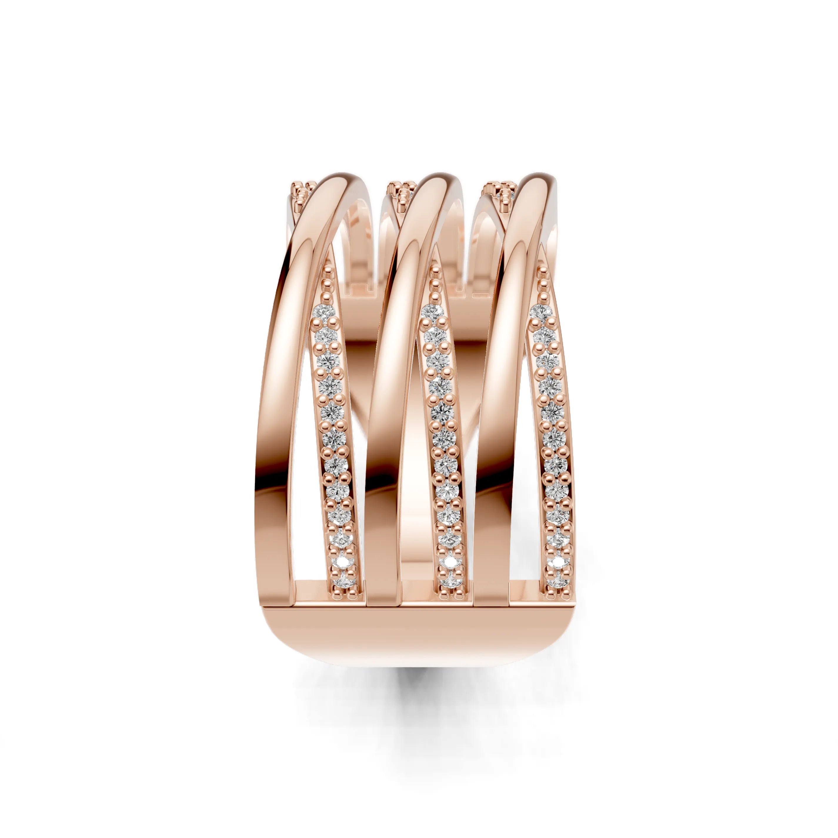 Pargold Solid Gold Tiered Radiance Stackablee Style Multi-Band Ring -Rose_Diamond_Diamond_Static_Rose