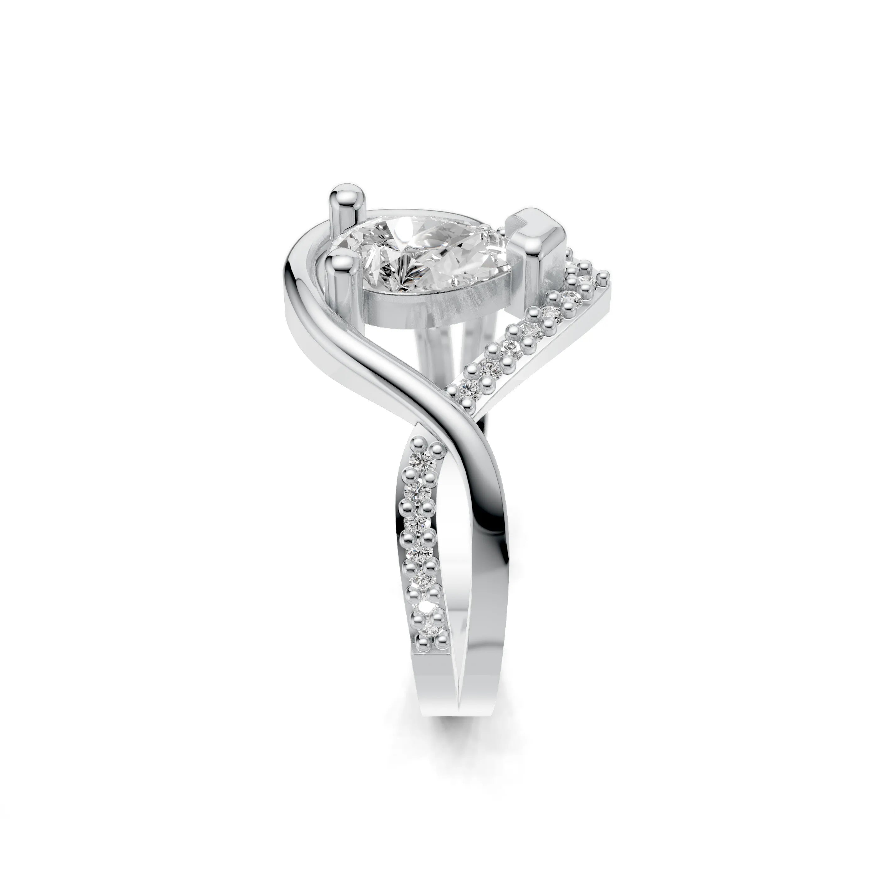 Pargold Solid Gold Solitaire Vista Frame Ring -Silver_Diamond_Diamond_Static_Silver