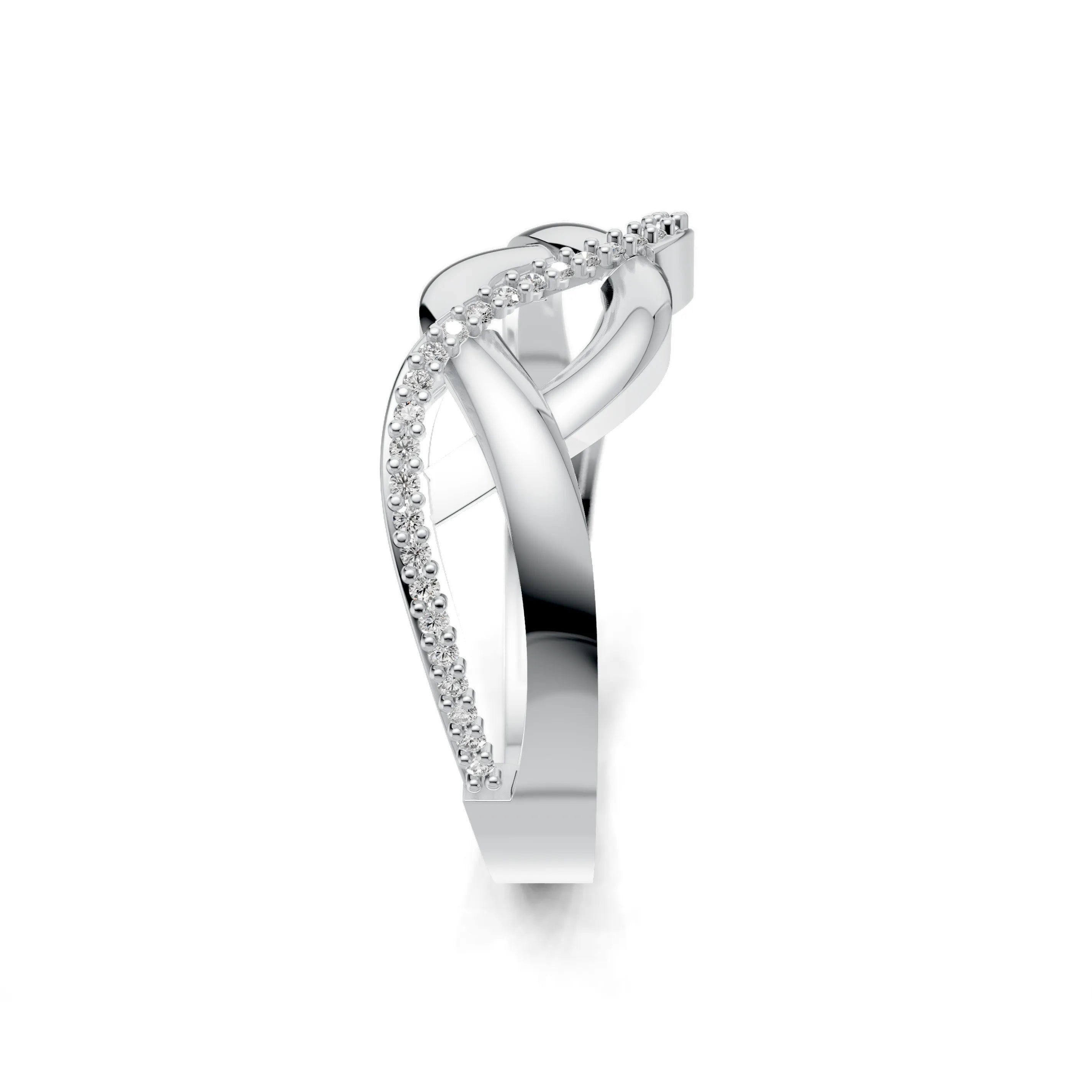 Pargold Solid Gold Symphonic Infinity Swirl Pav√© Ring -Silver_Diamond_Diamond_Static_Silver