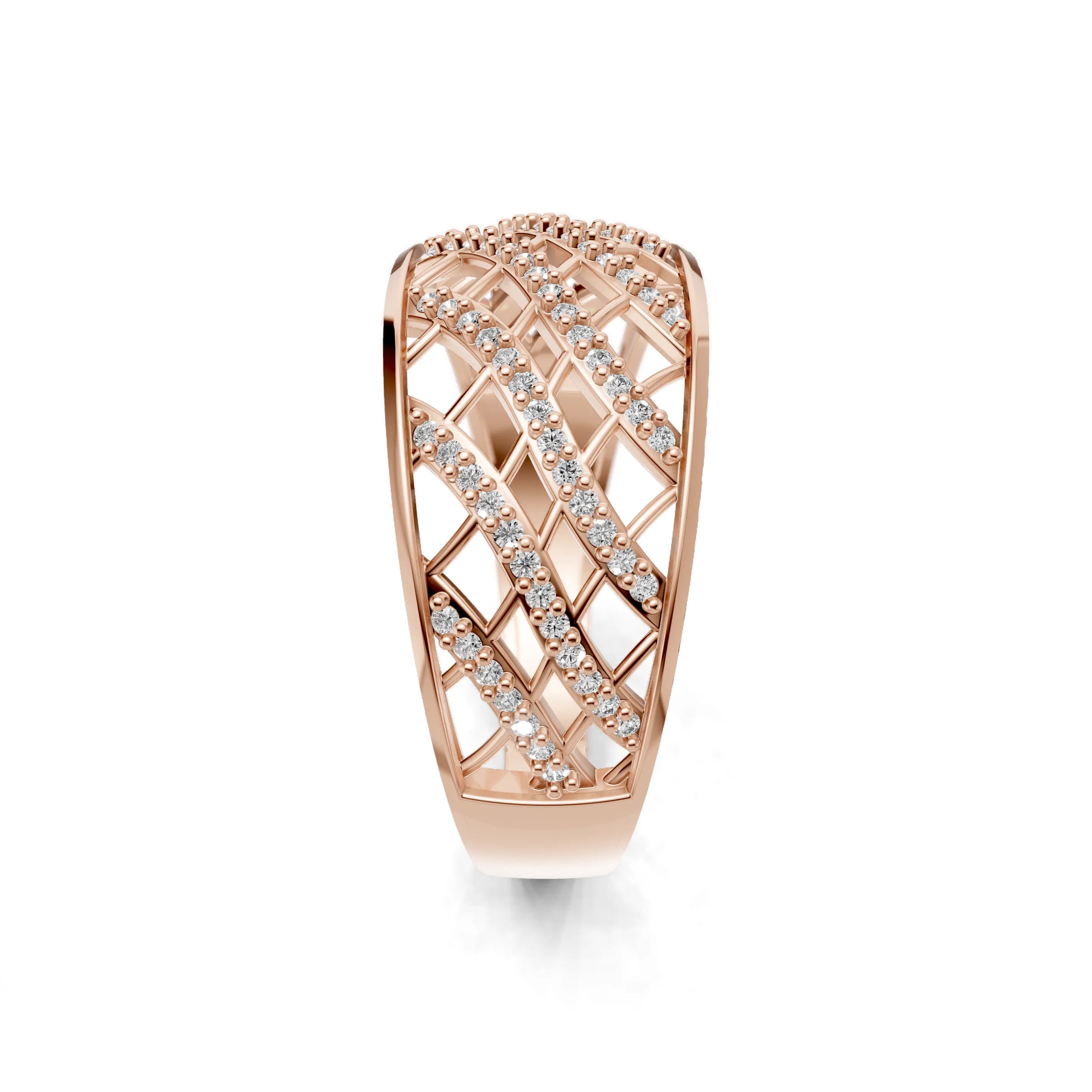 Pargold Solid Gold Dome Array Pav√© Elegance Ring -Rose_Diamond_Diamond_Static_Rose