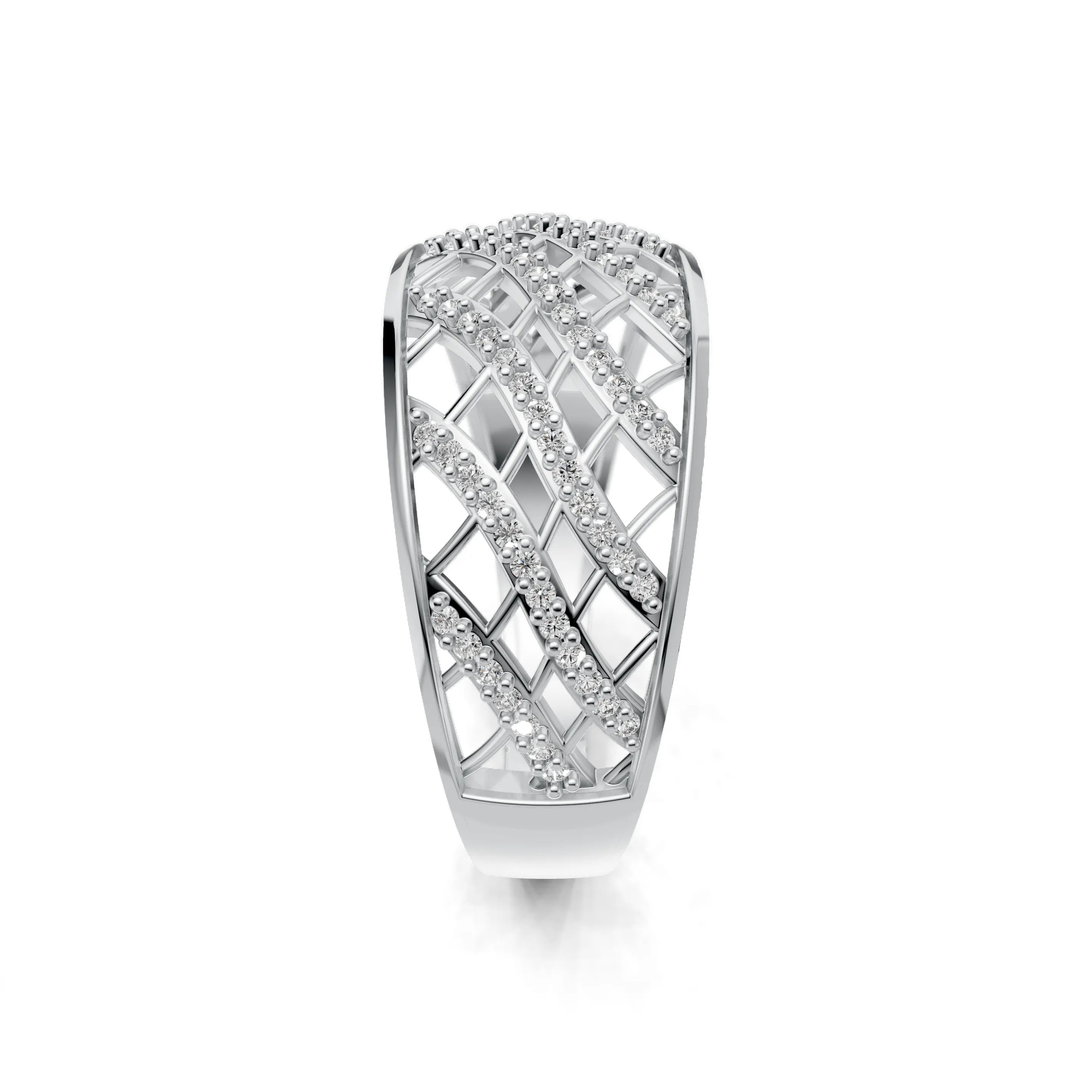 Pargold Solid Gold Dome Array Pav√© Elegance Ring -Silver_Diamond_Diamond_Static_Silver