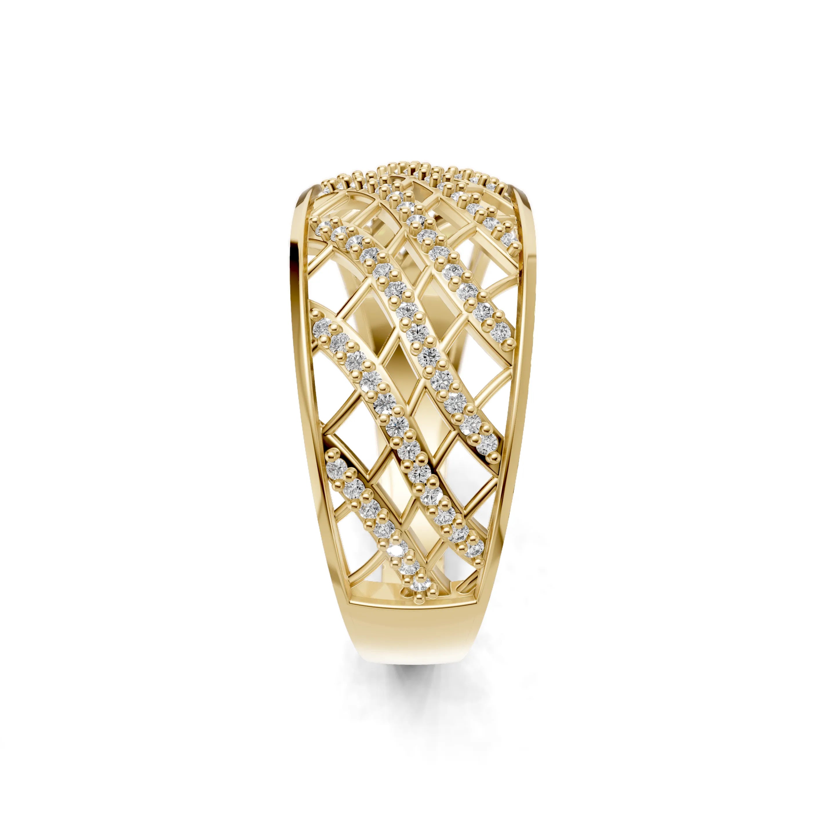 Pargold Solid Gold Dome Array Pav√© Elegance Ring -Gold_Diamond_Diamond_Static_Gold