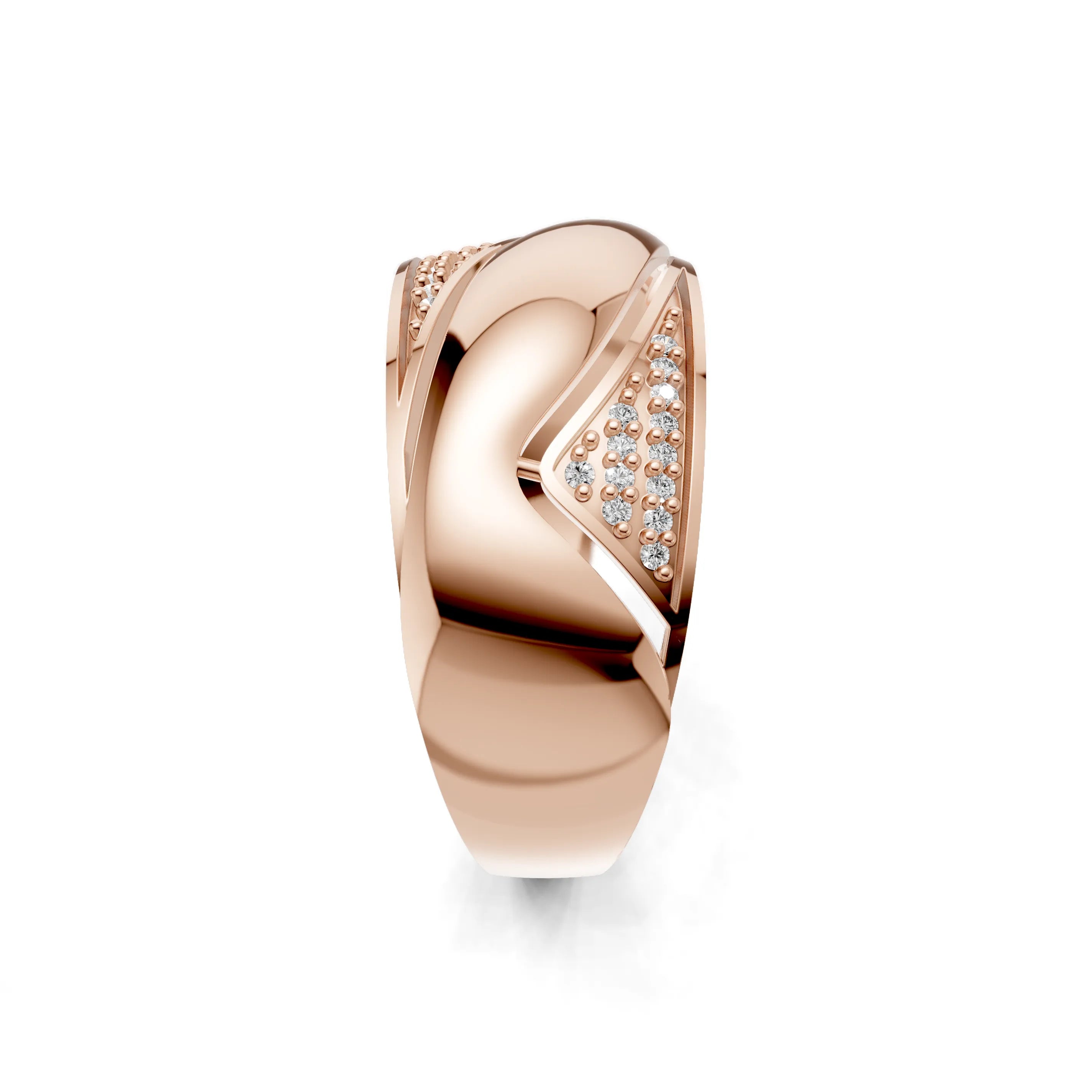 Pargold Solid Gold Sculptural Allure Pav√© Accent Ring -Rose_Diamond_Diamond_Static_Rose