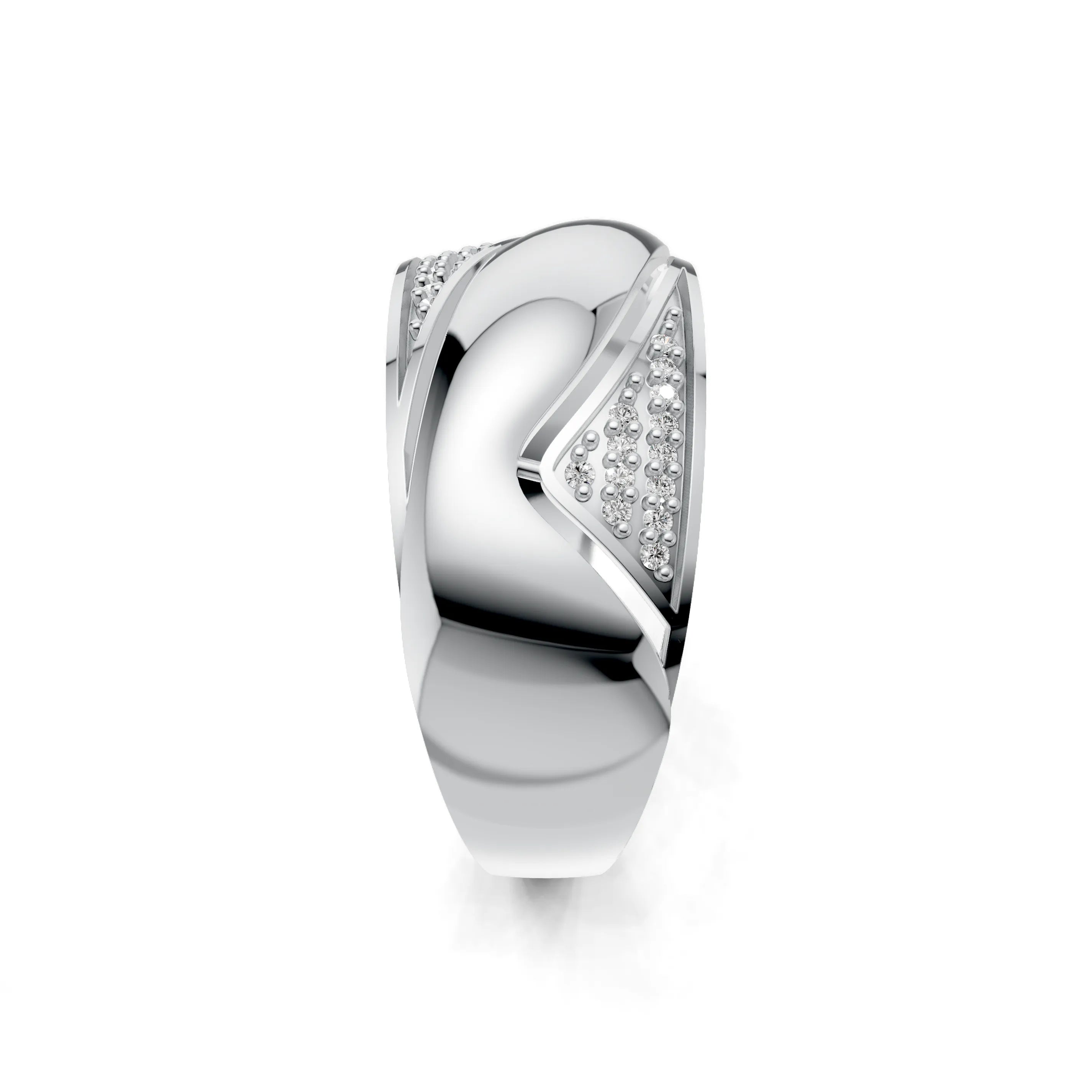 Pargold Solid Gold Sculptural Allure Pav√© Accent Ring -Silver_Diamond_Diamond_Static_Silver