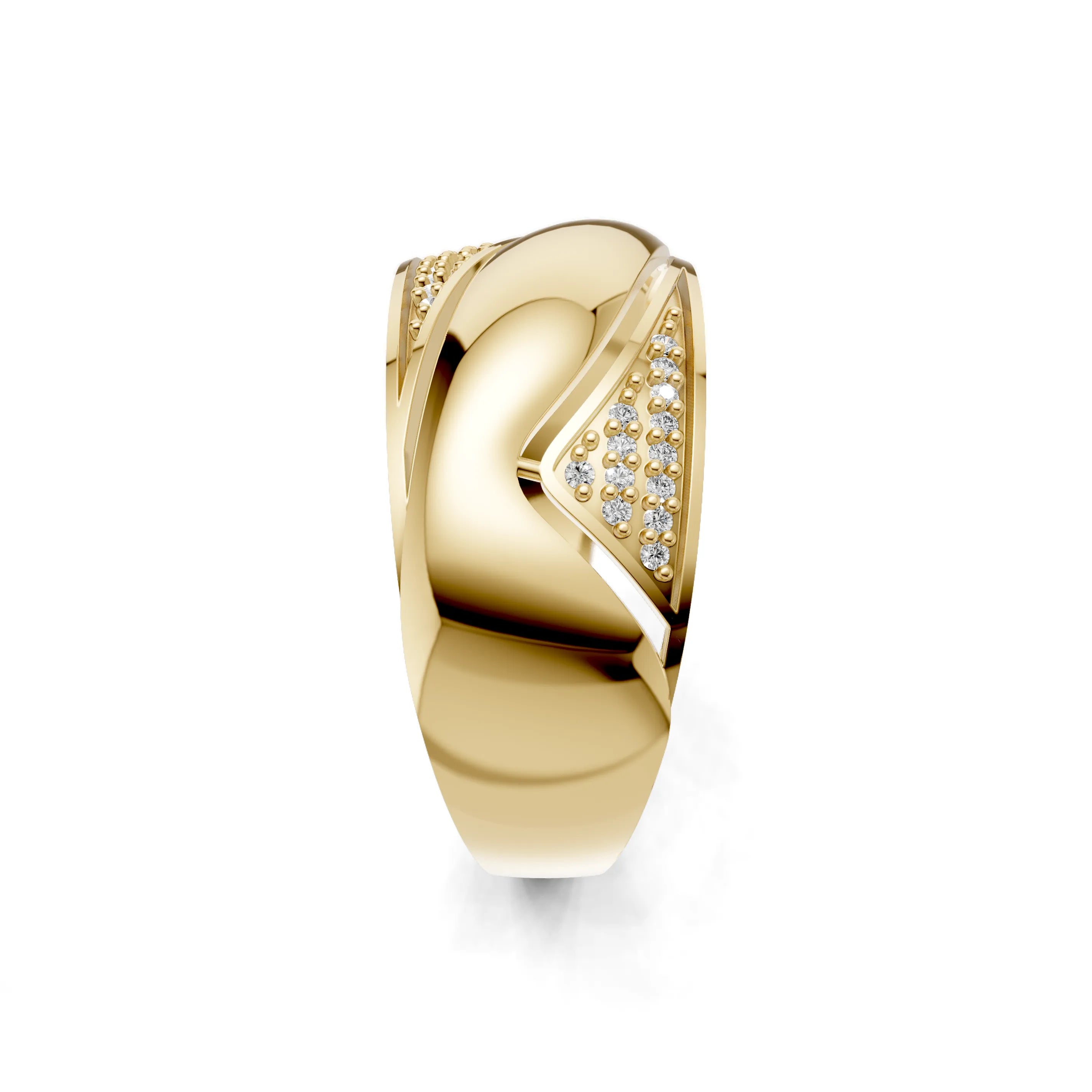 Pargold Solid Gold Sculptural Allure Pav√© Accent Ring -Gold_Diamond_Diamond_Static_Gold