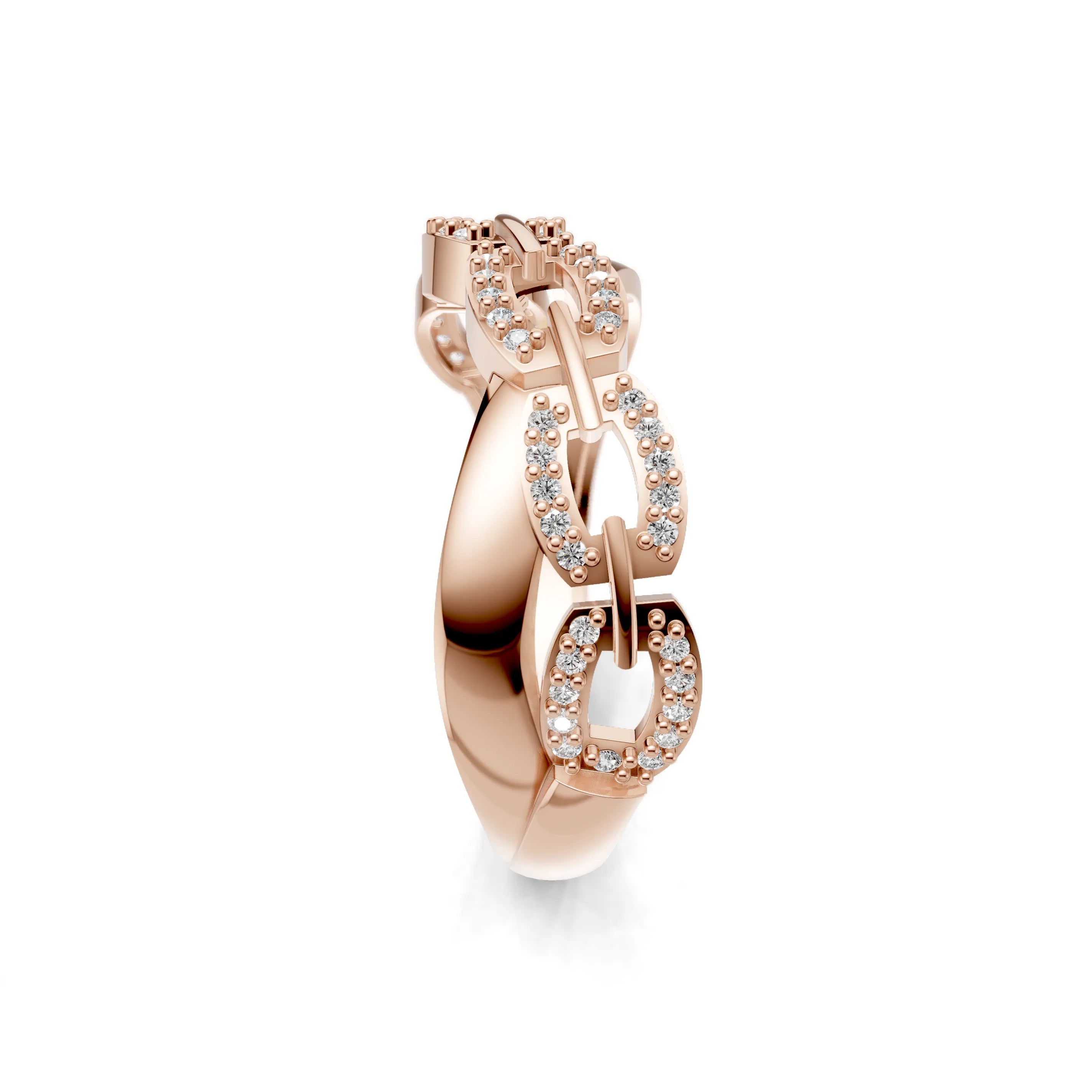 Pargold Solid Gold Infinite Allure Interlock Pav√© Ring -Rose_Diamond_Diamond_Static_Rose