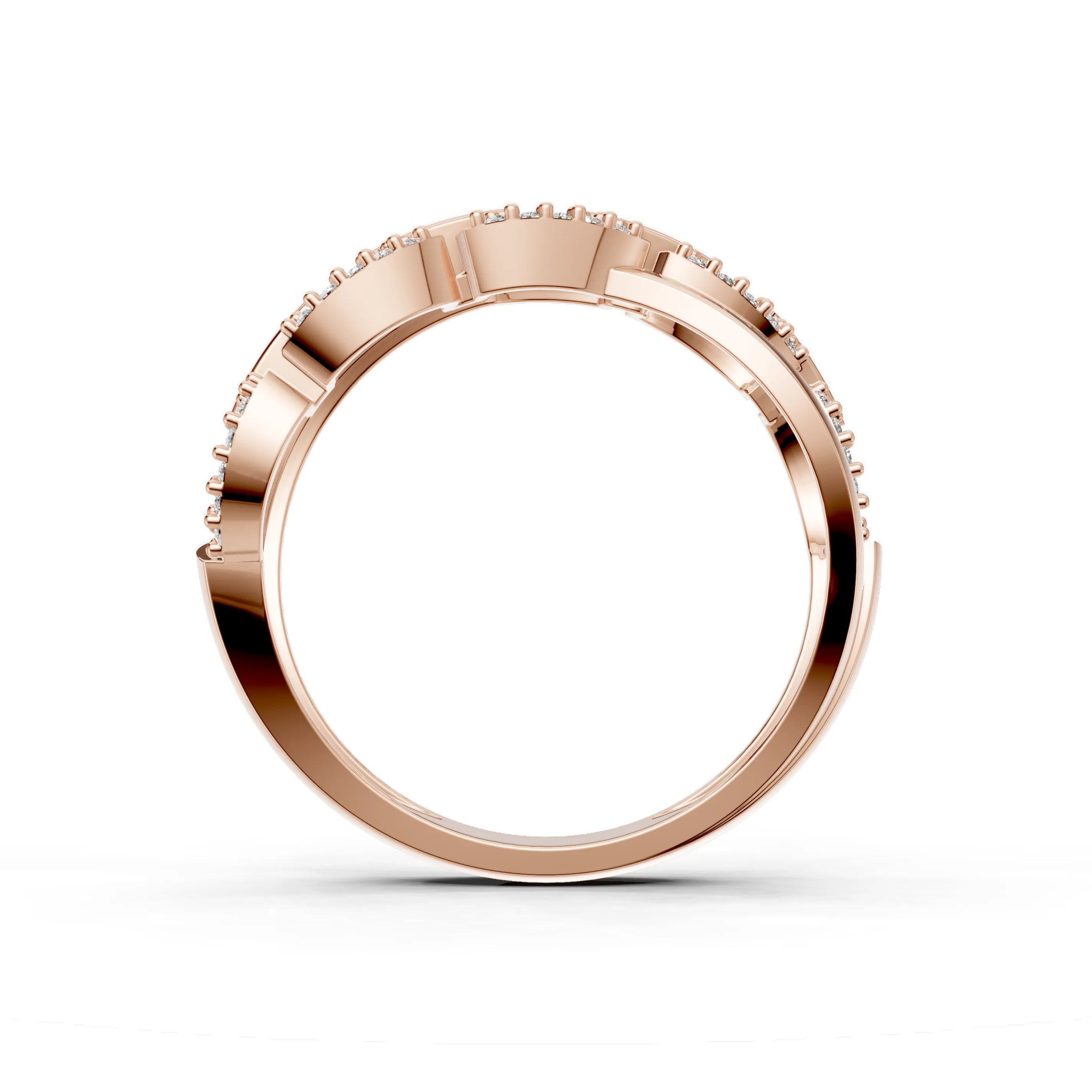 Pargold Solid Gold Infinite Allure Interlock Pav√© Ring -Rose_Diamond_Diamond_Static_Rose