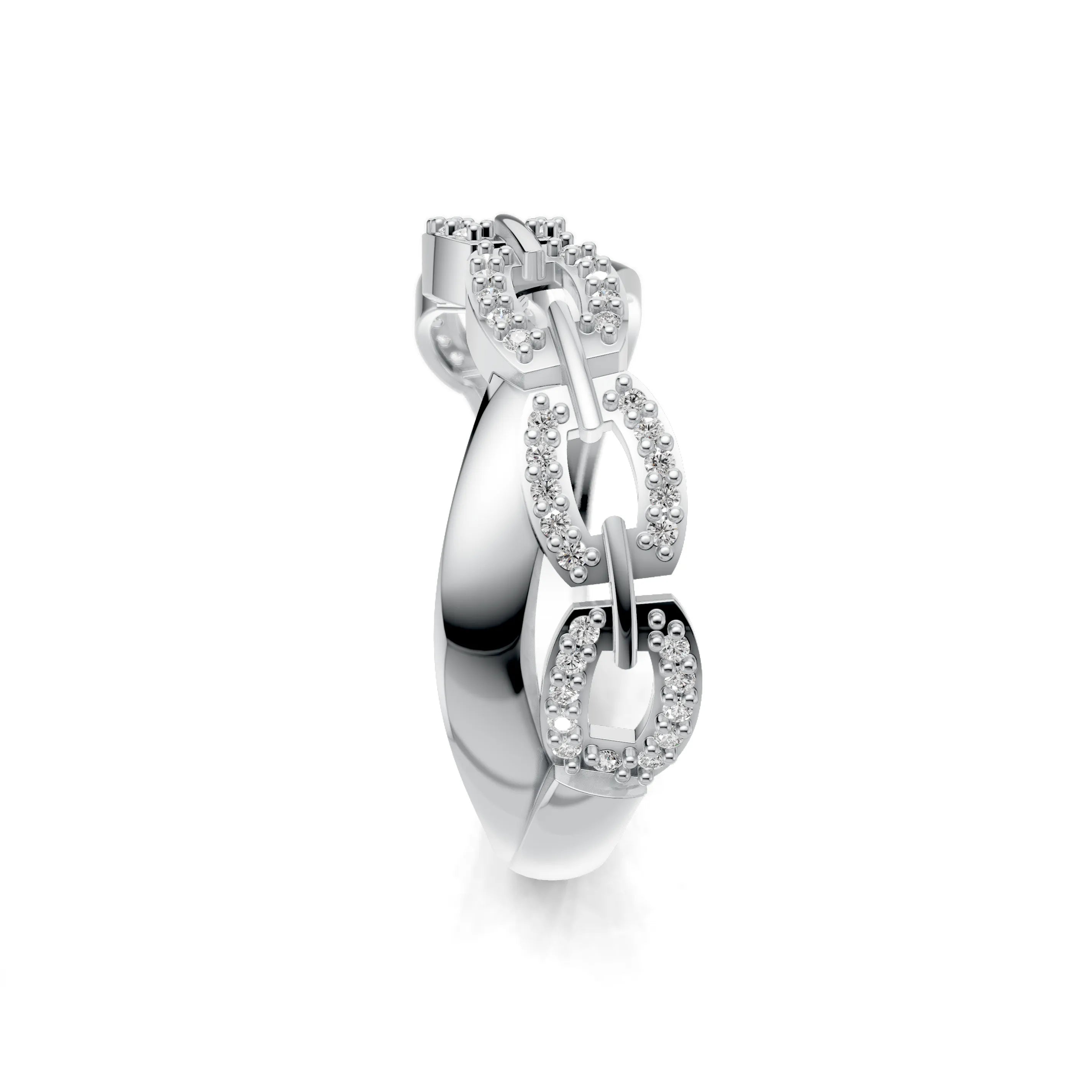 Pargold Solid Gold Infinite Allure Interlock Pav√© Ring -Silver_Diamond_Diamond_Static_Silver