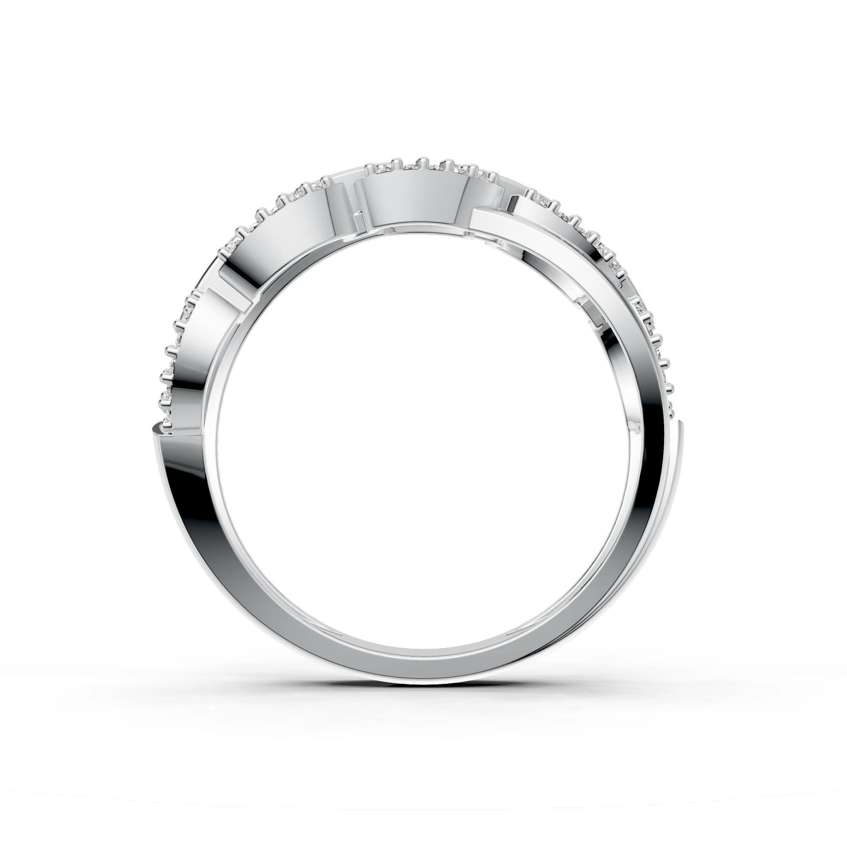 Pargold Solid Gold Infinite Allure Interlock Pav√© Ring -Silver_Diamond_Diamond_Static_Silver