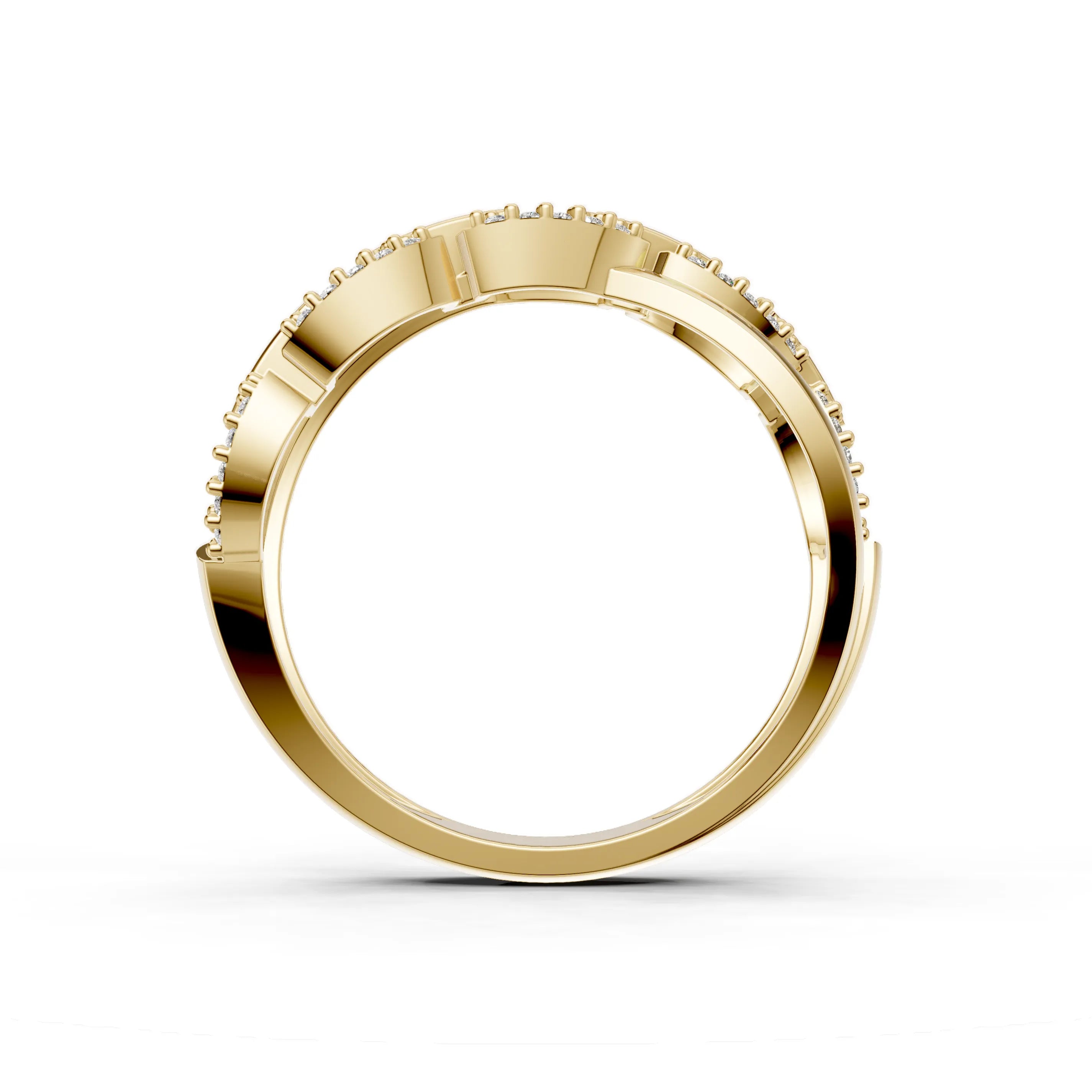 Pargold Solid Gold Infinite Allure Interlock Pav√© Ring -Gold_Diamond_Diamond_Static_Gold