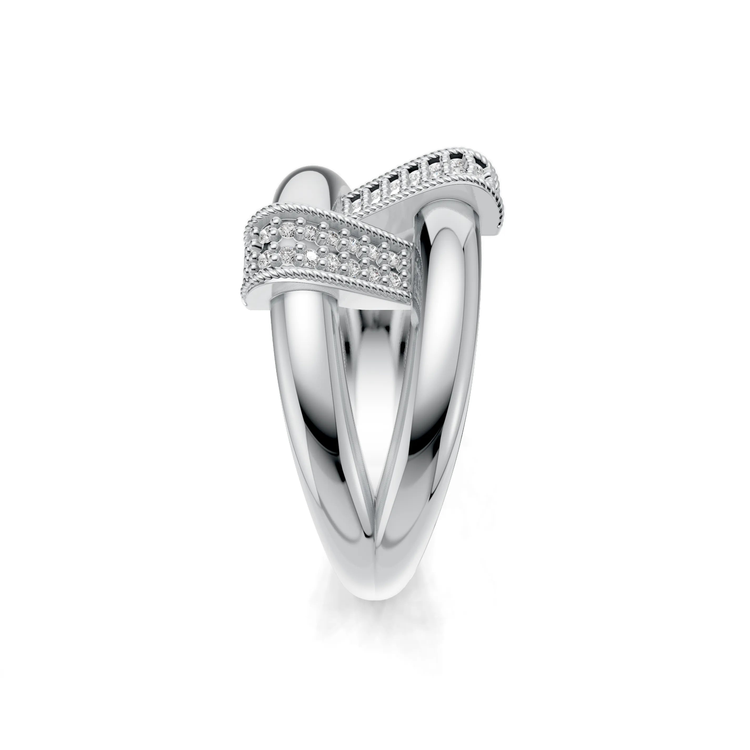 Pargold Solid Gold Celestial Pathway Pav√© Ring -Silver_Diamond_Diamond_Static_Silver