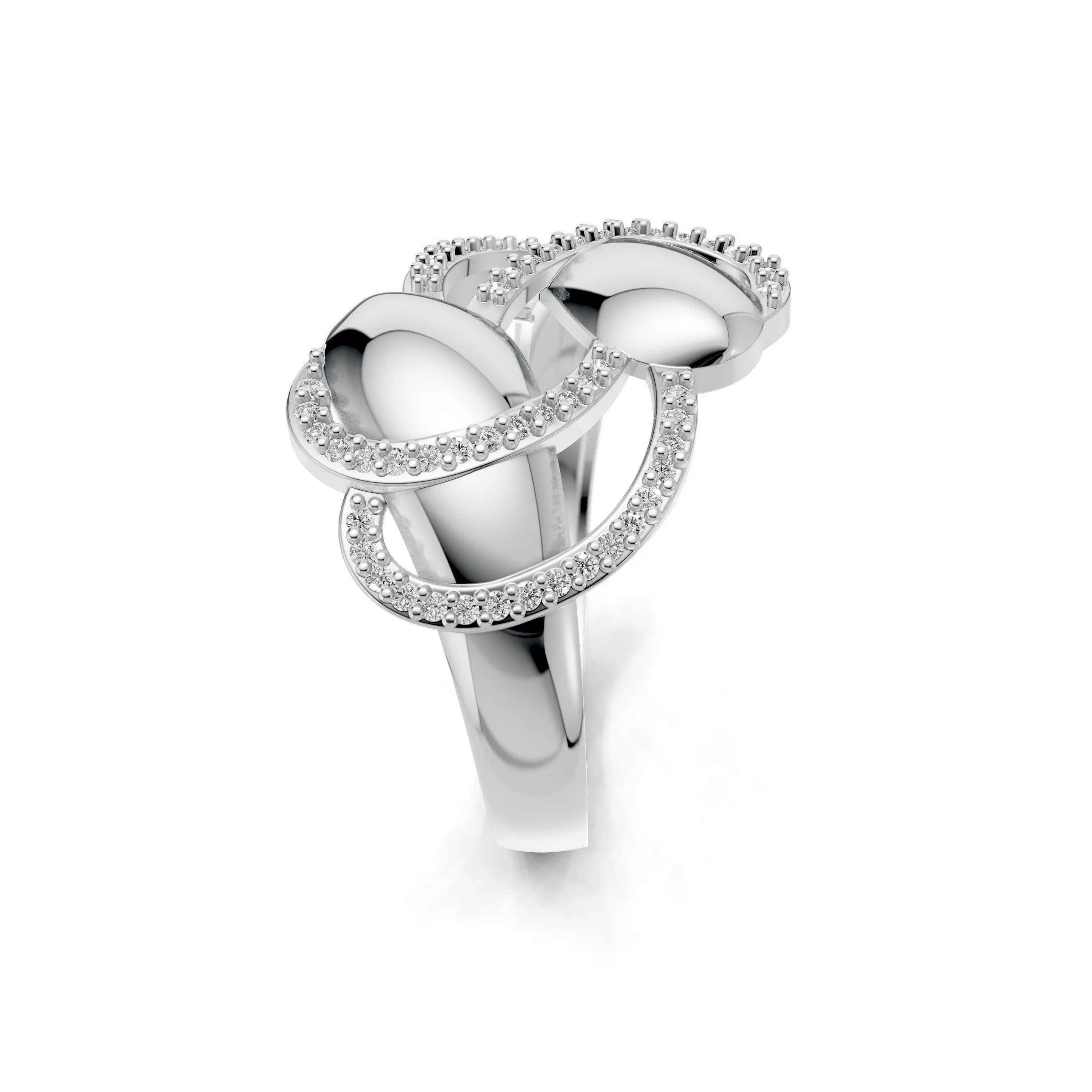 Pargold Solid Gold Eclipse Pav√© Crossover Ring -Silver_Diamond_Diamond_Static_Silver