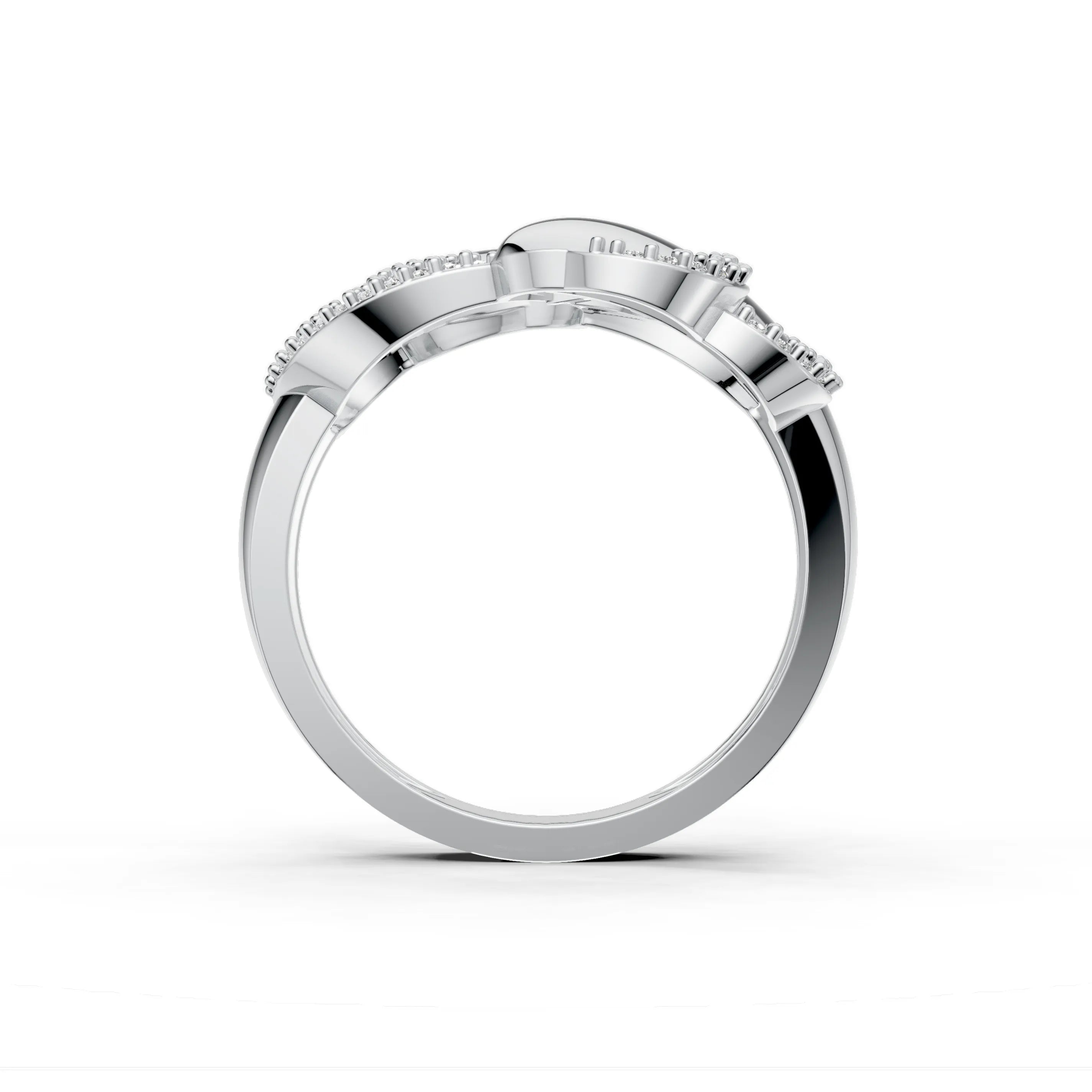 Pargold Solid Gold Eclipse Pav√© Crossover Ring -Silver_Diamond_Diamond_Static_Silver