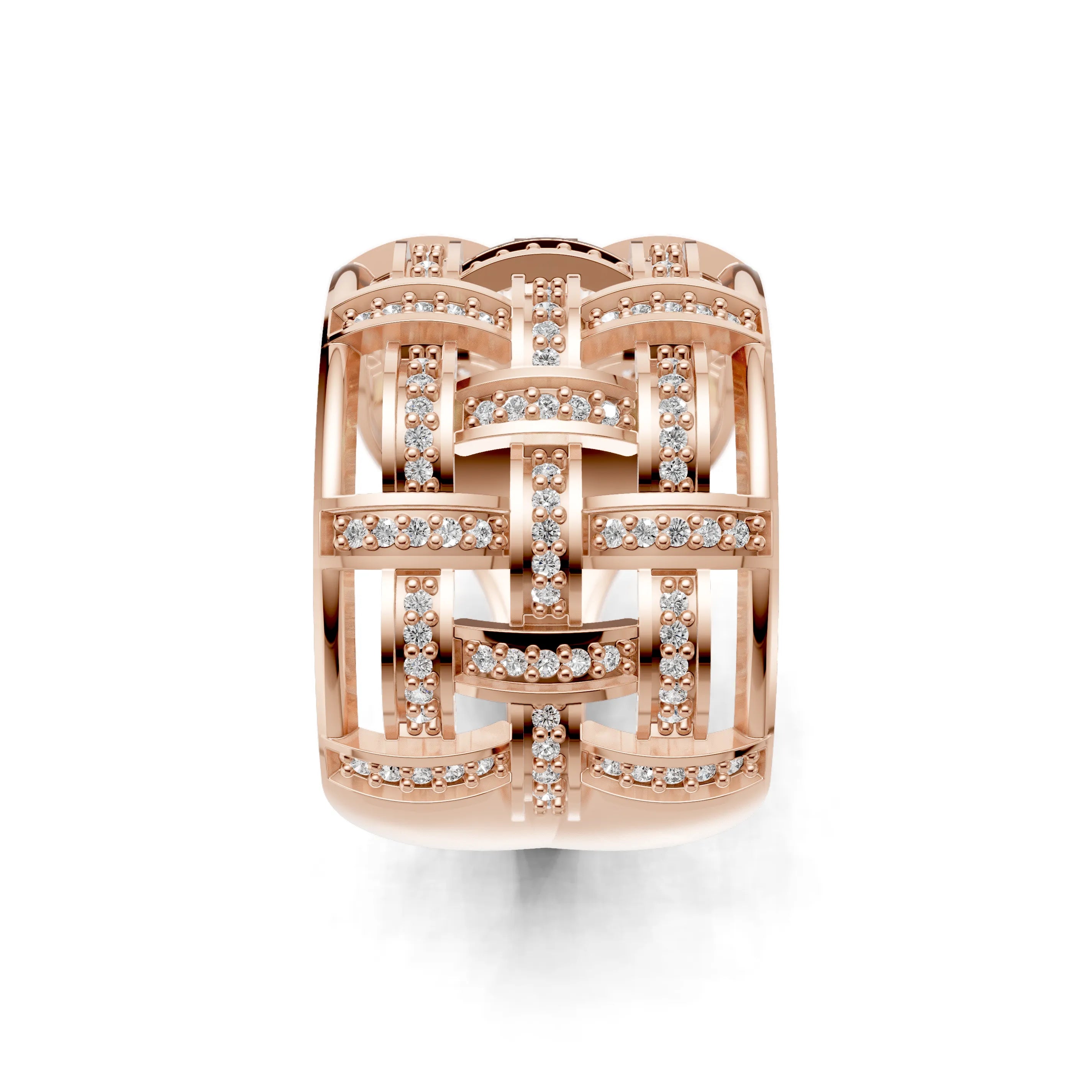 Pargold Solid Gold Luminous Lattice Pav√© Ring -Rose_Diamond_Diamond_Static_Rose