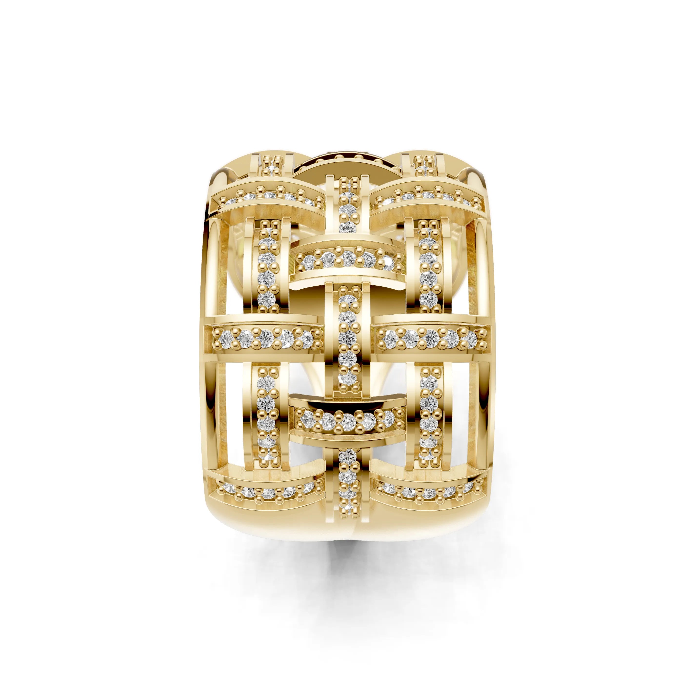 Pargold Solid Gold Luminous Lattice Pav√© Ring -Gold_Diamond_Diamond_Static_Gold