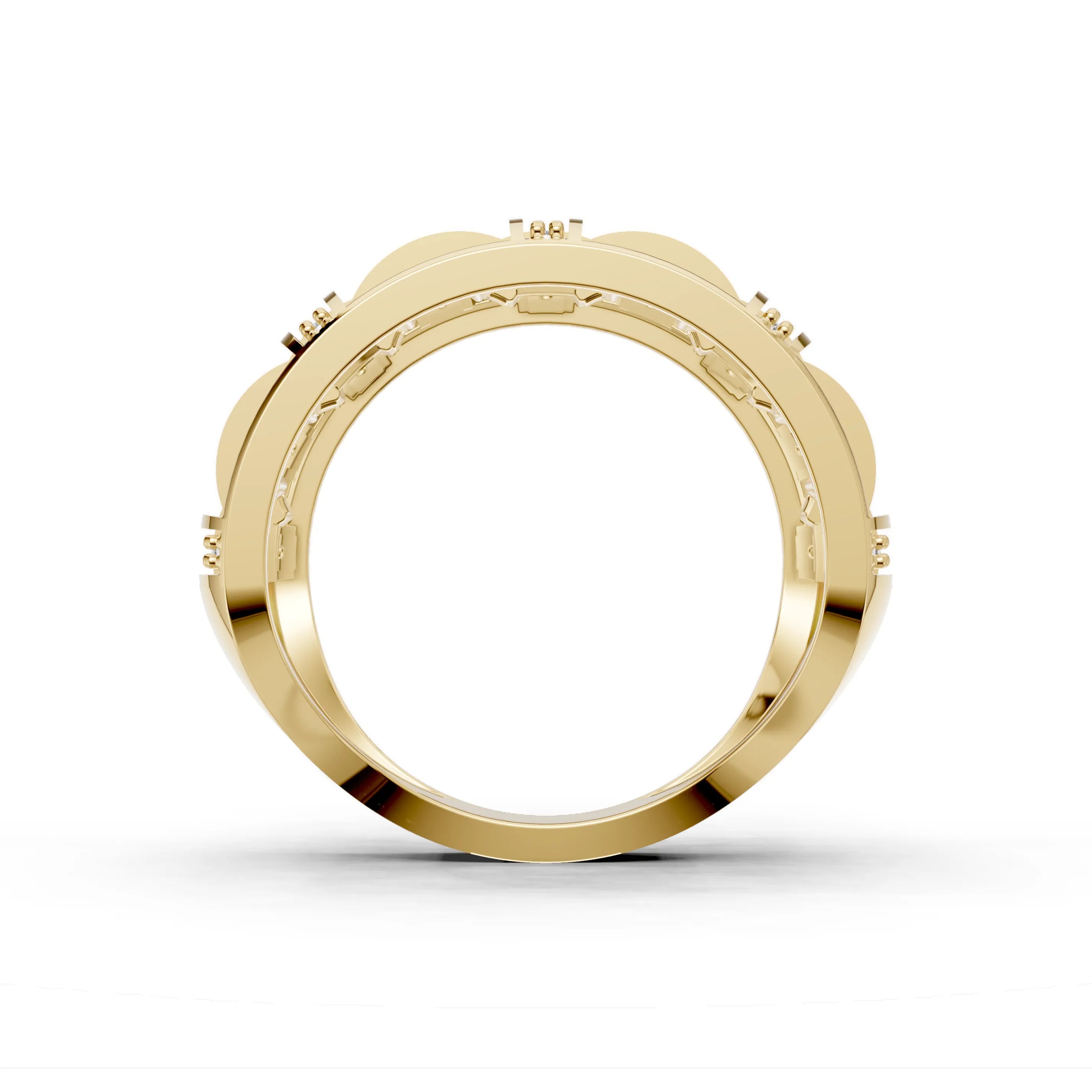 Pargold Solid Gold Luminous Lattice Pav√© Ring -Gold_Diamond_Diamond_Static_Gold