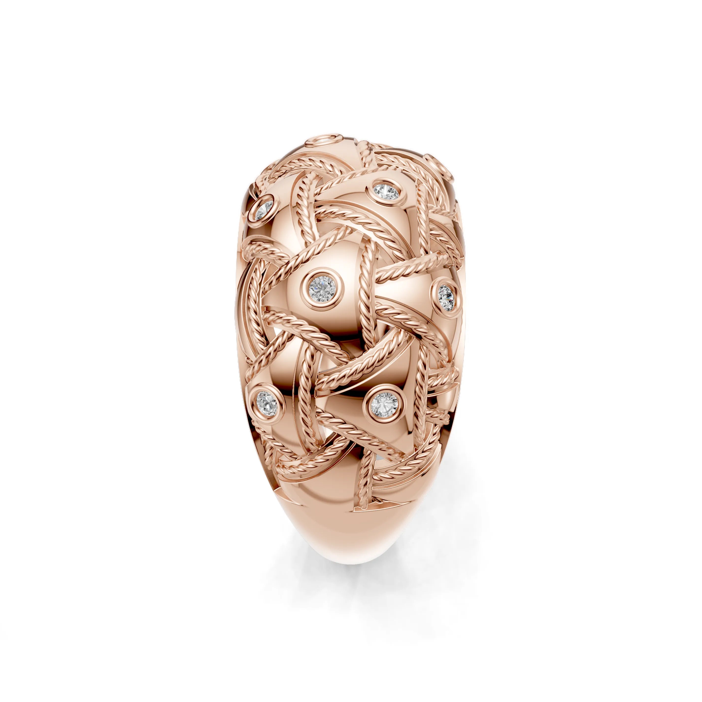 Pargold Solid Gold Nautical Knot Pav√© Elegance Ring -Rose_Diamond_Diamond_Static_Rose