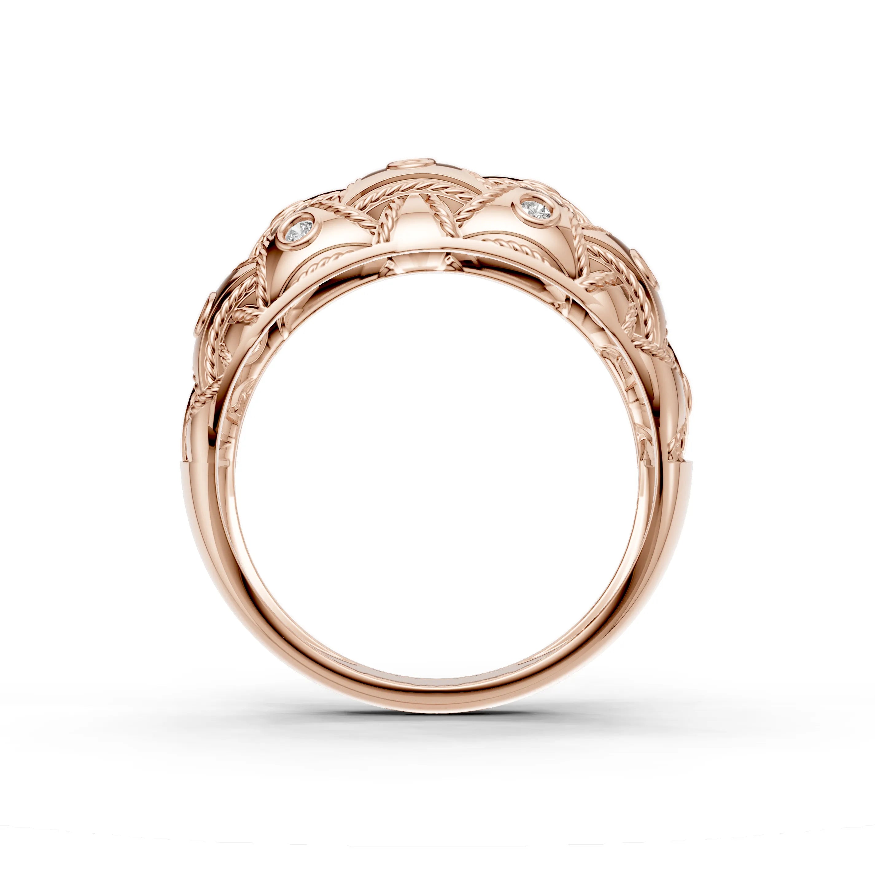 Pargold Solid Gold Nautical Knot Pav√© Elegance Ring -Rose_Diamond_Diamond_Static_Rose