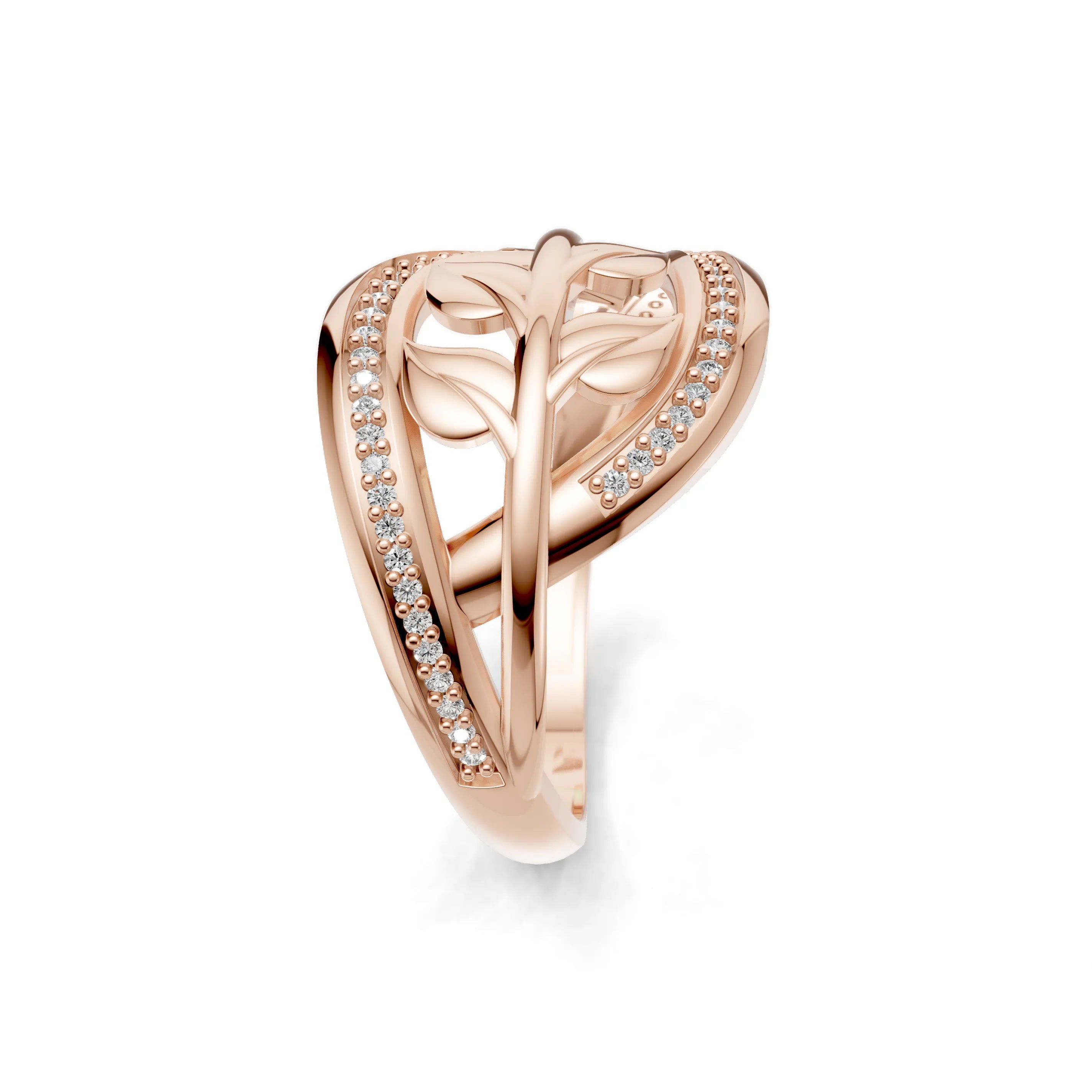 Pargold Solid Gold Verdant Breeze Pav√© Ring -Rose_Diamond_Diamond_Static_Rose