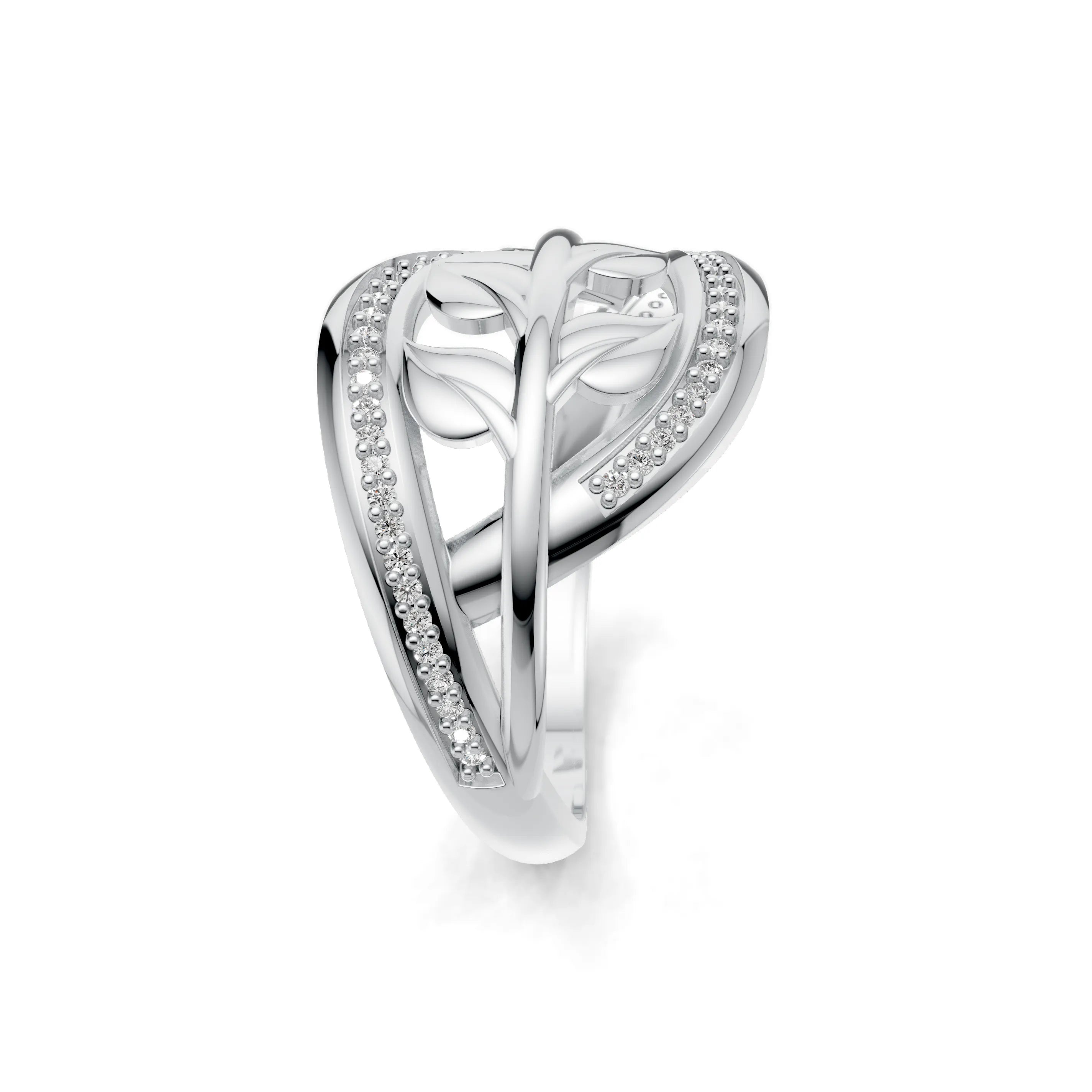 Pargold Solid Gold Verdant Breeze Pav√© Ring -Silver_Diamond_Diamond_Static_Silver