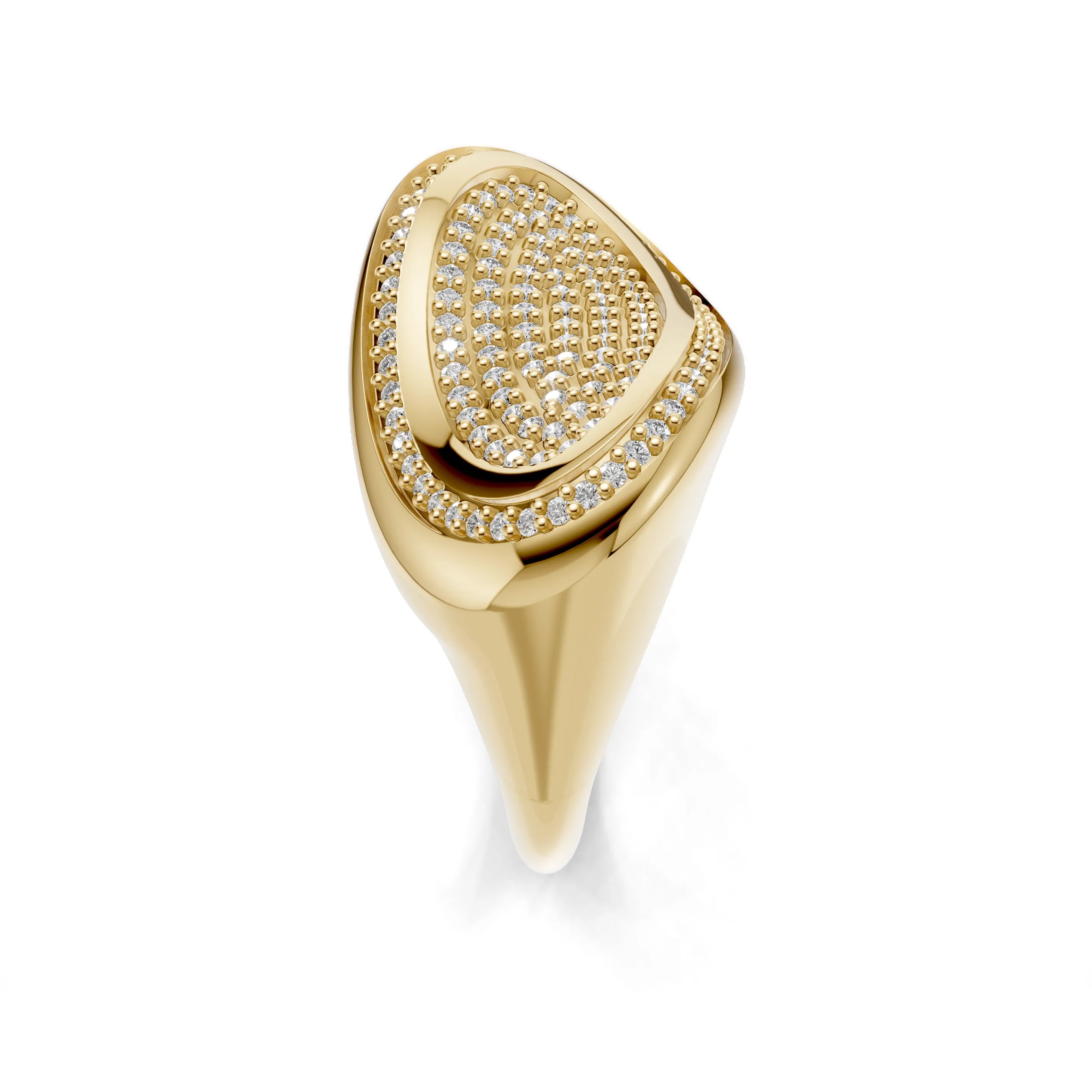 Pargold Solid Gold Oval Illusion Pav√© Signet Ring -Gold_Diamond_Diamond_Static_Gold